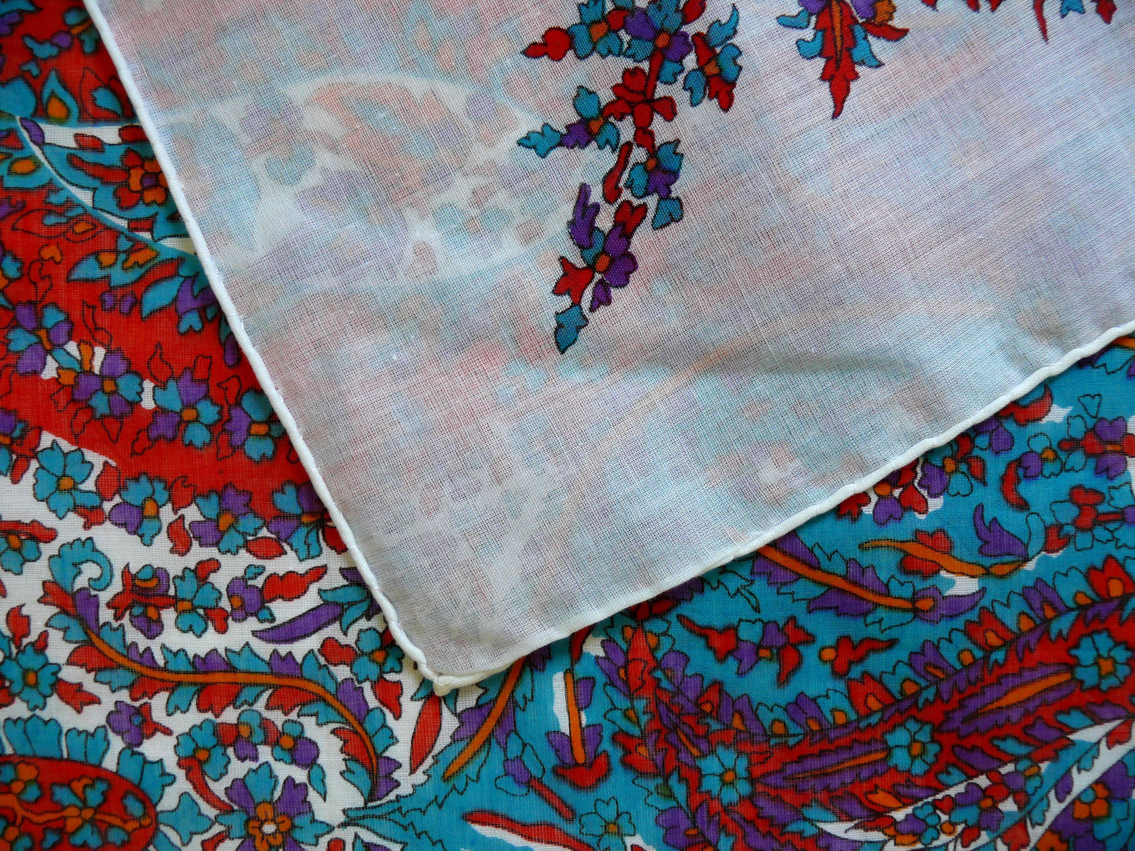 Women's Yves Saint Laurent YSL Vintage Large Paisley Cotton Voile Scarf