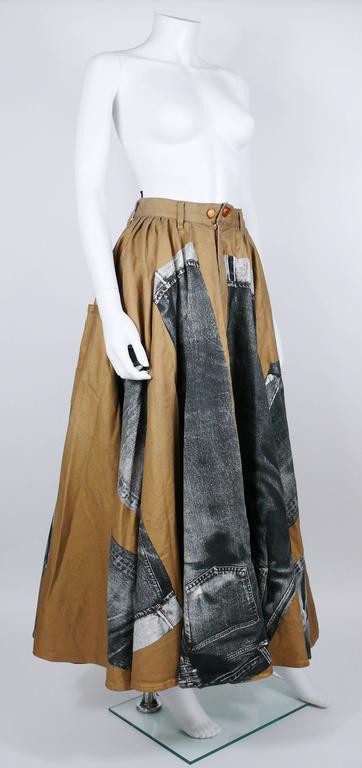 Jean Paul Gaultier Vintage Trompe-l'oeil Denim Circle Skirt Rare