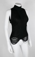 Thierry Mugler Vintage Black Fringed Top