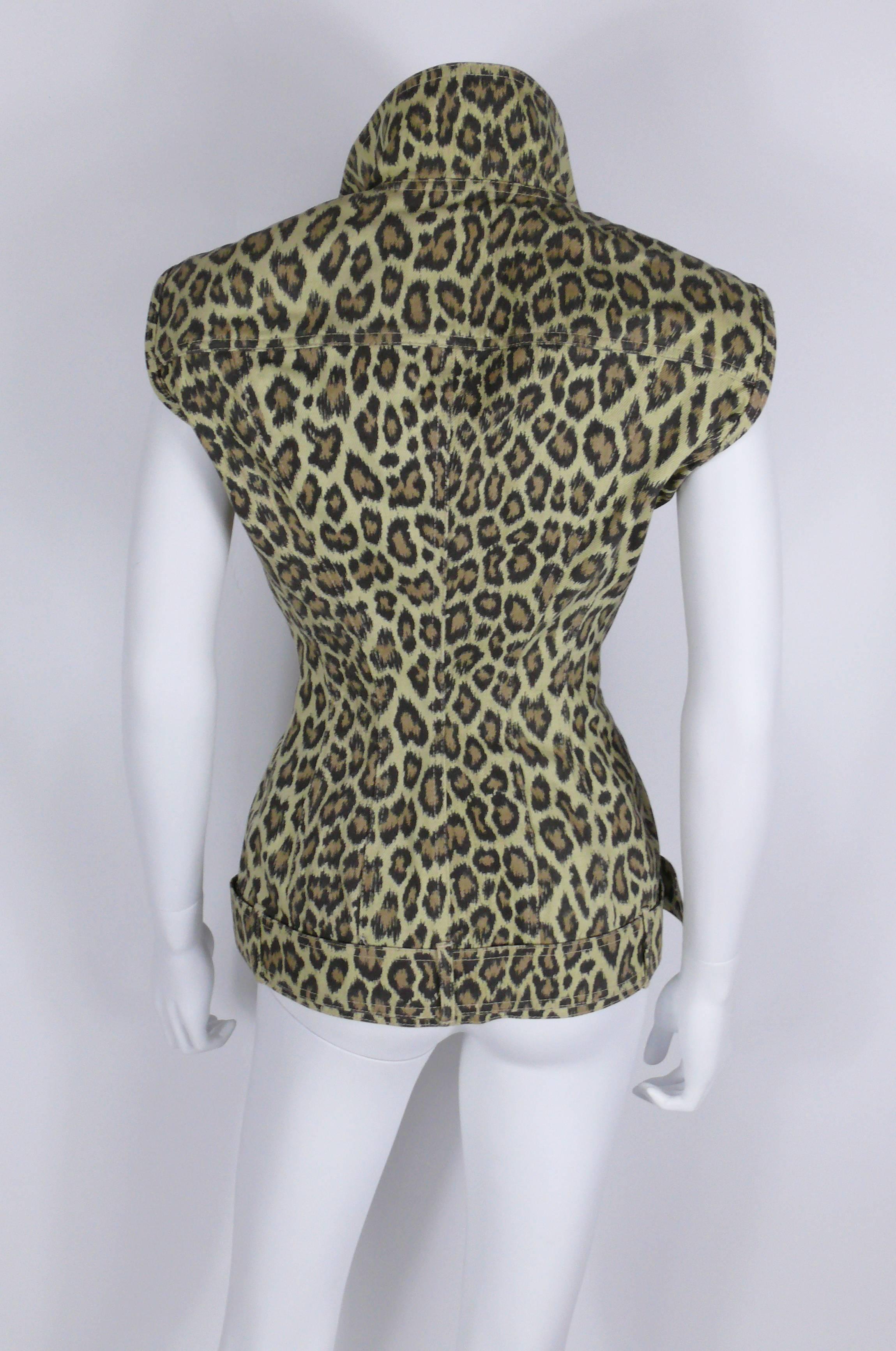 Women's Jean Paul Gaultier Vintage Denim Cheetah Print Corset Jacket