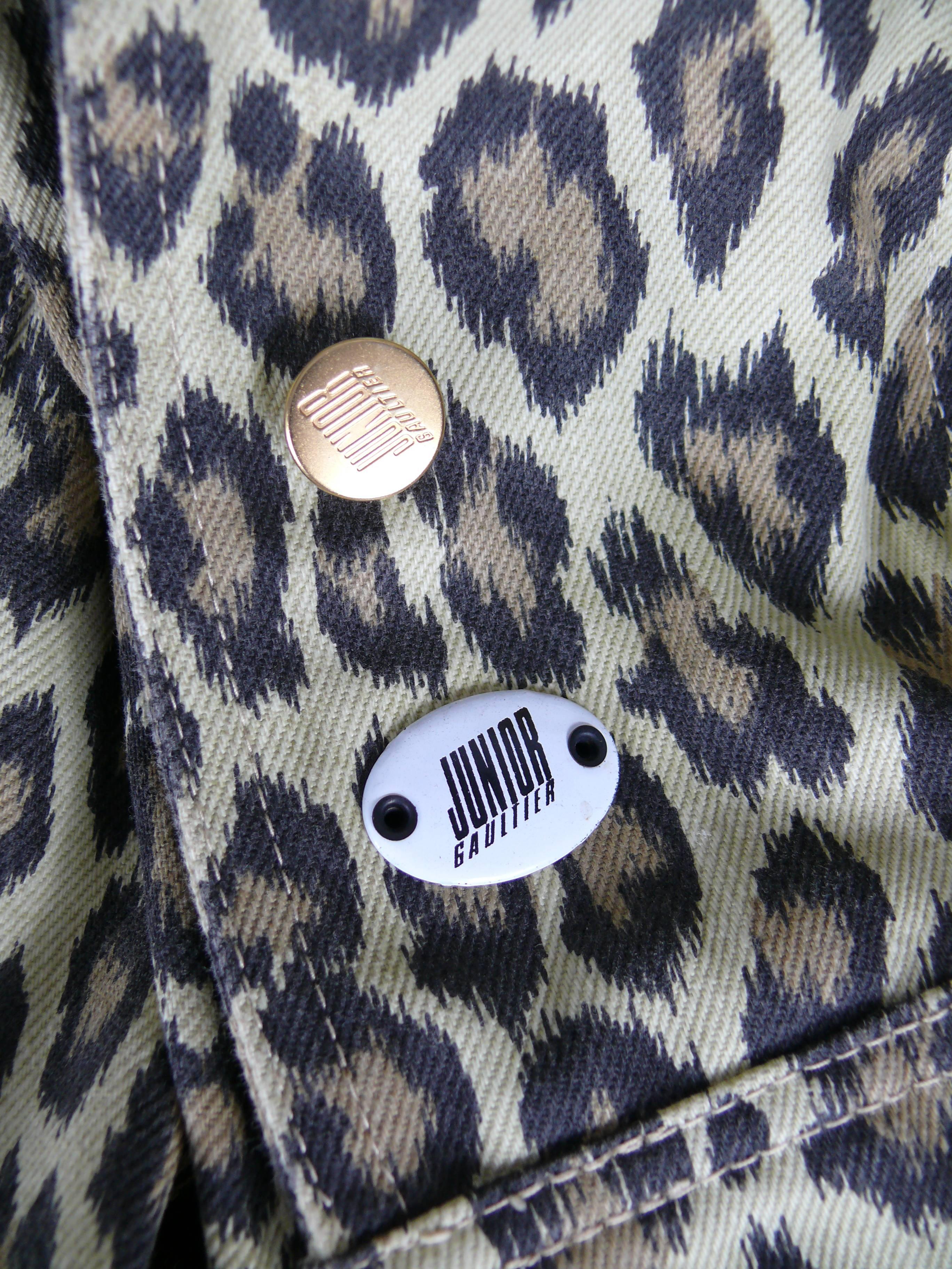 Jean Paul Gaultier Vintage Denim Cheetah Print Corset Jacket 1