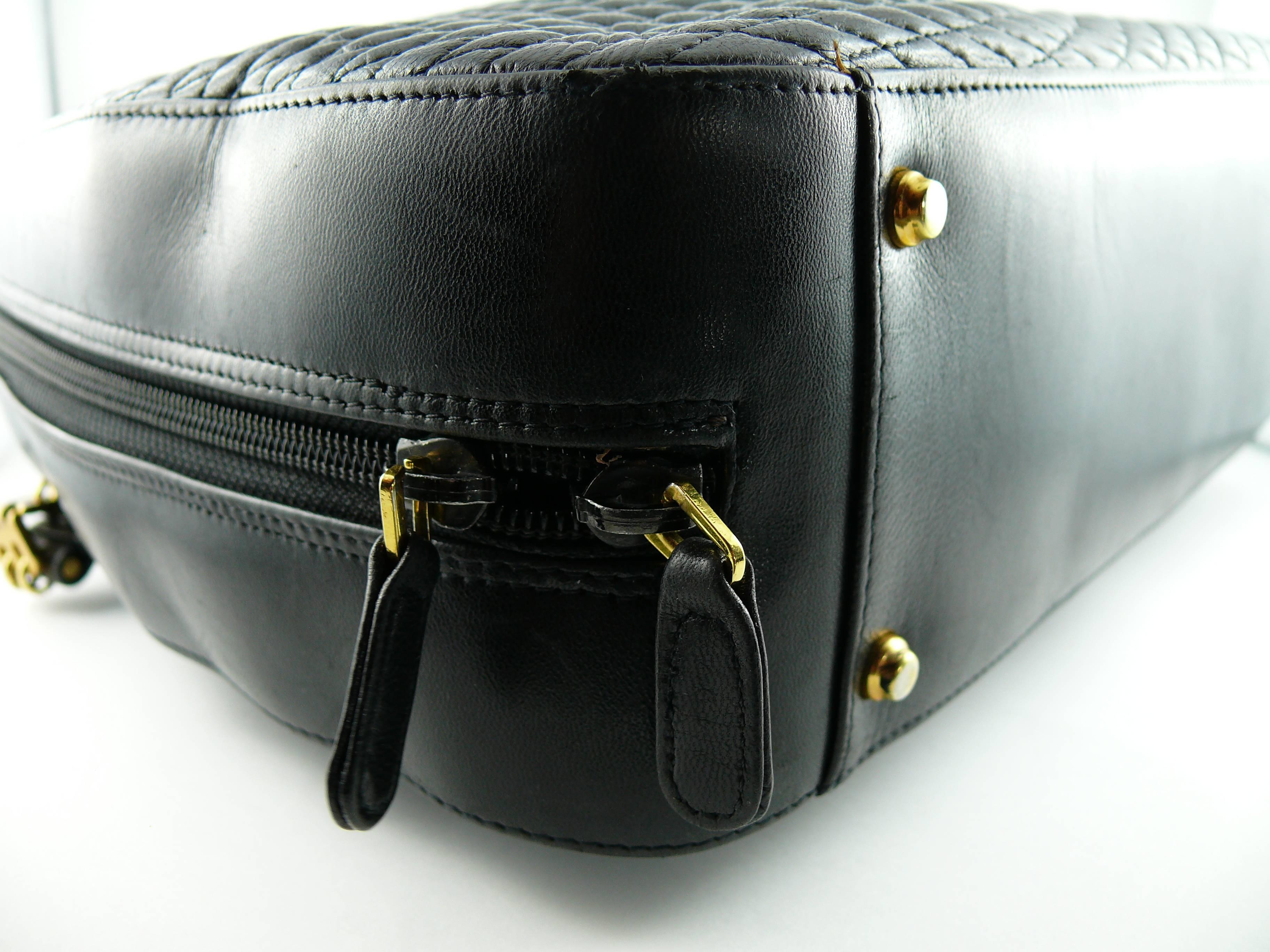 Bally Vintage Quilted Black Leather Shoulder Gold Chain Bag 1