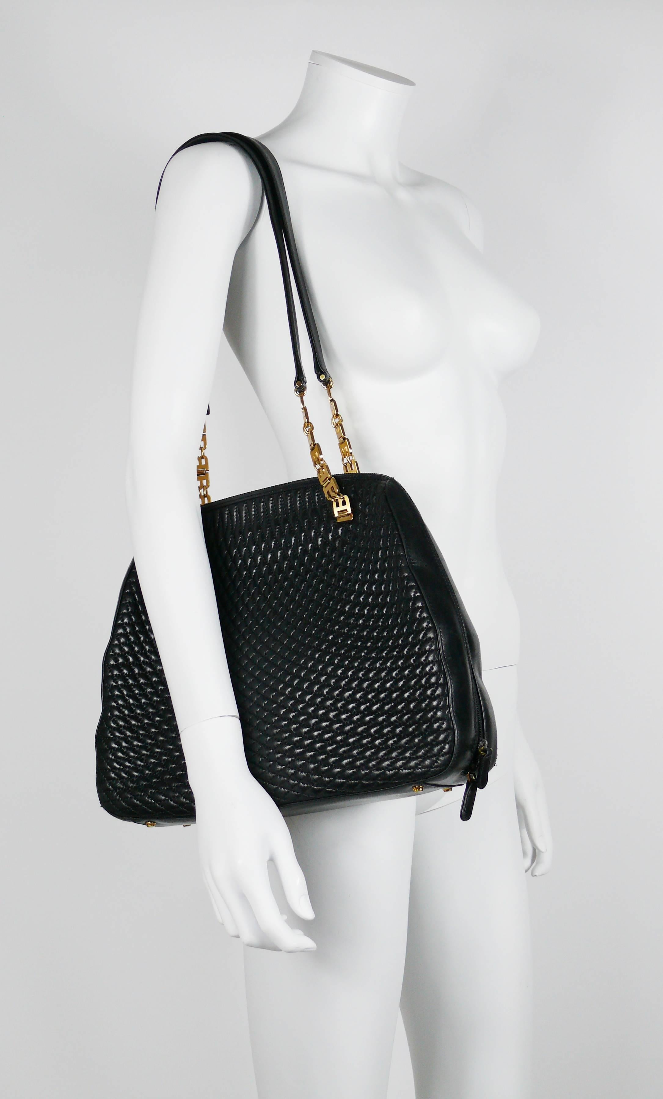 bally quilted chain bag