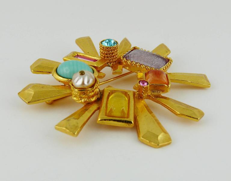 Christian Lacroix Vintage Massive Jewelled Radiant Sun Brooch at 1stDibs