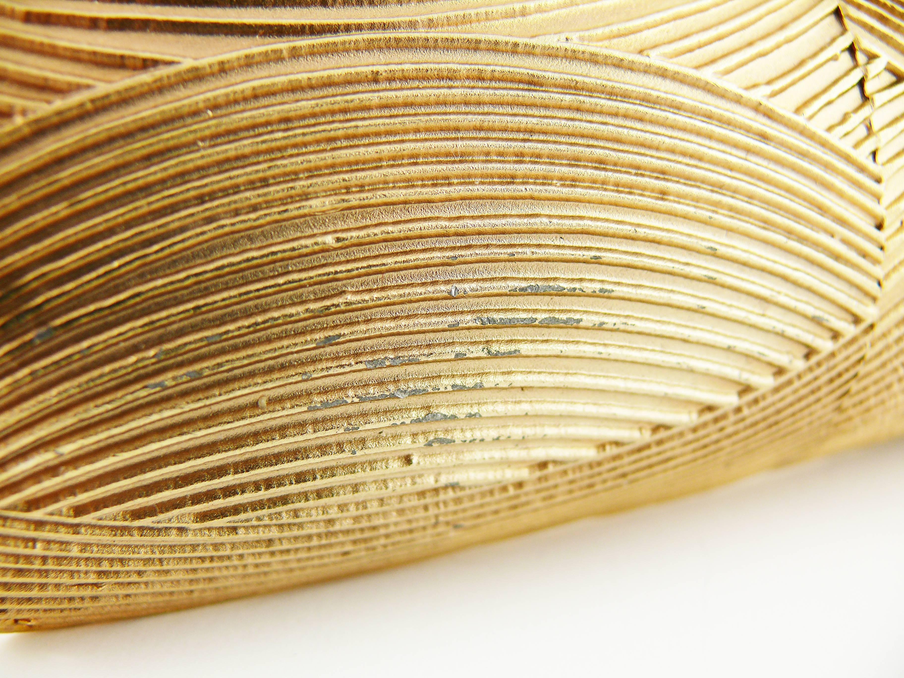 Women's Krizia Vintage Huge Geometric Design Gold Tone Gladiator Style Cuff Bracelet