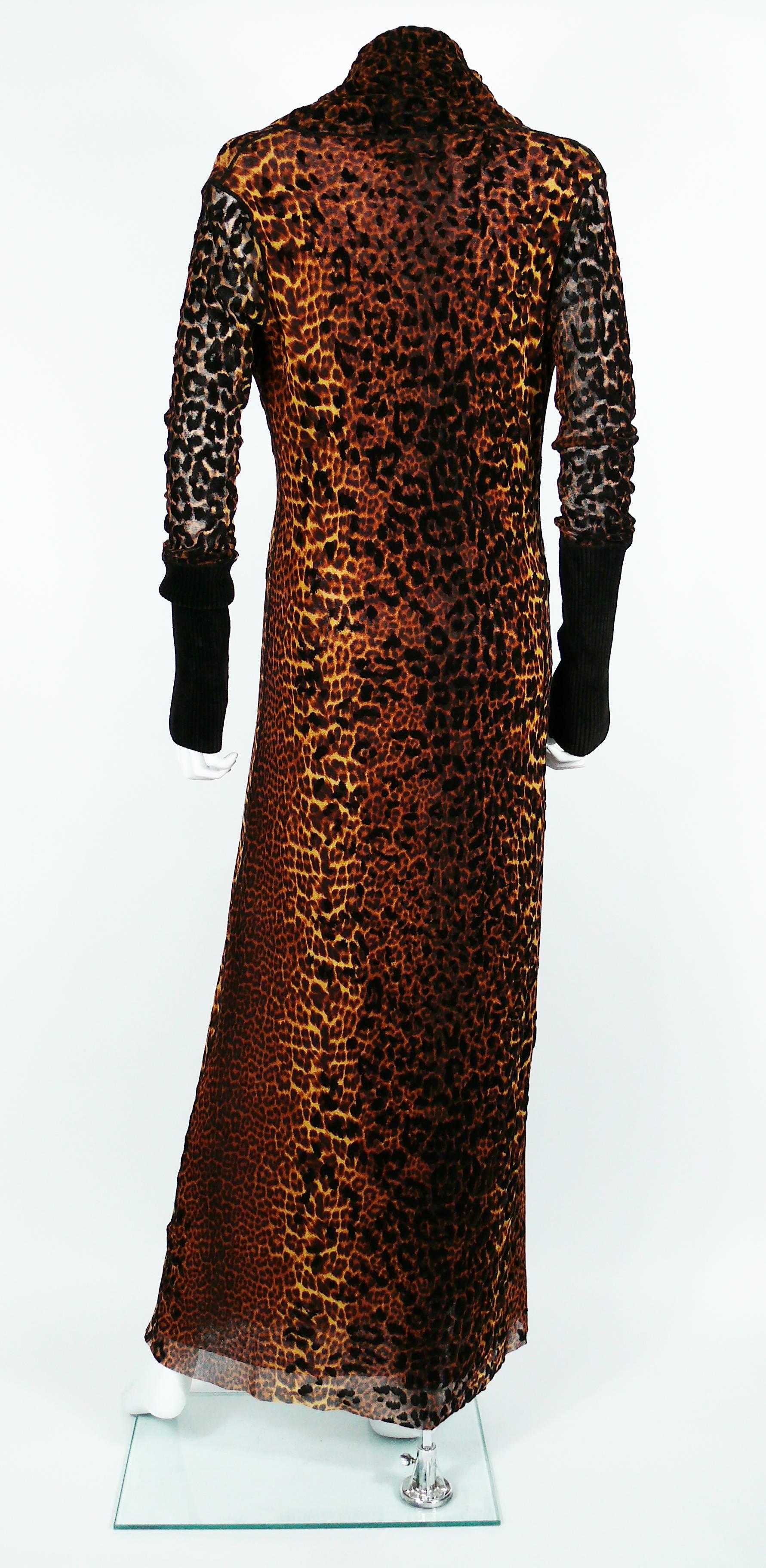 Jean Paul Gaultier Maille Femme Leopard Print Fuzzi Mesh Maxi Dress 2