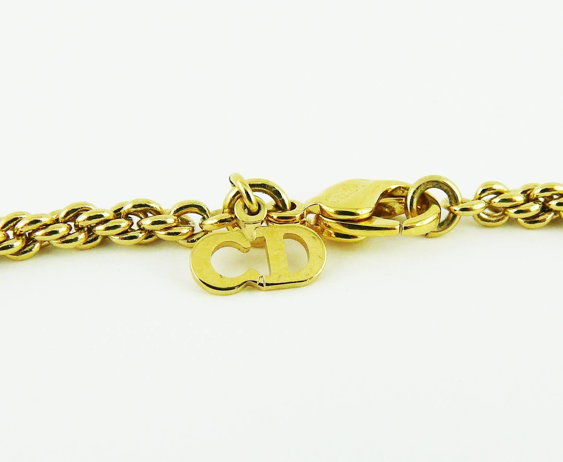 Christian Dior Vintage Jewelled Cross Pendant Necklace 1