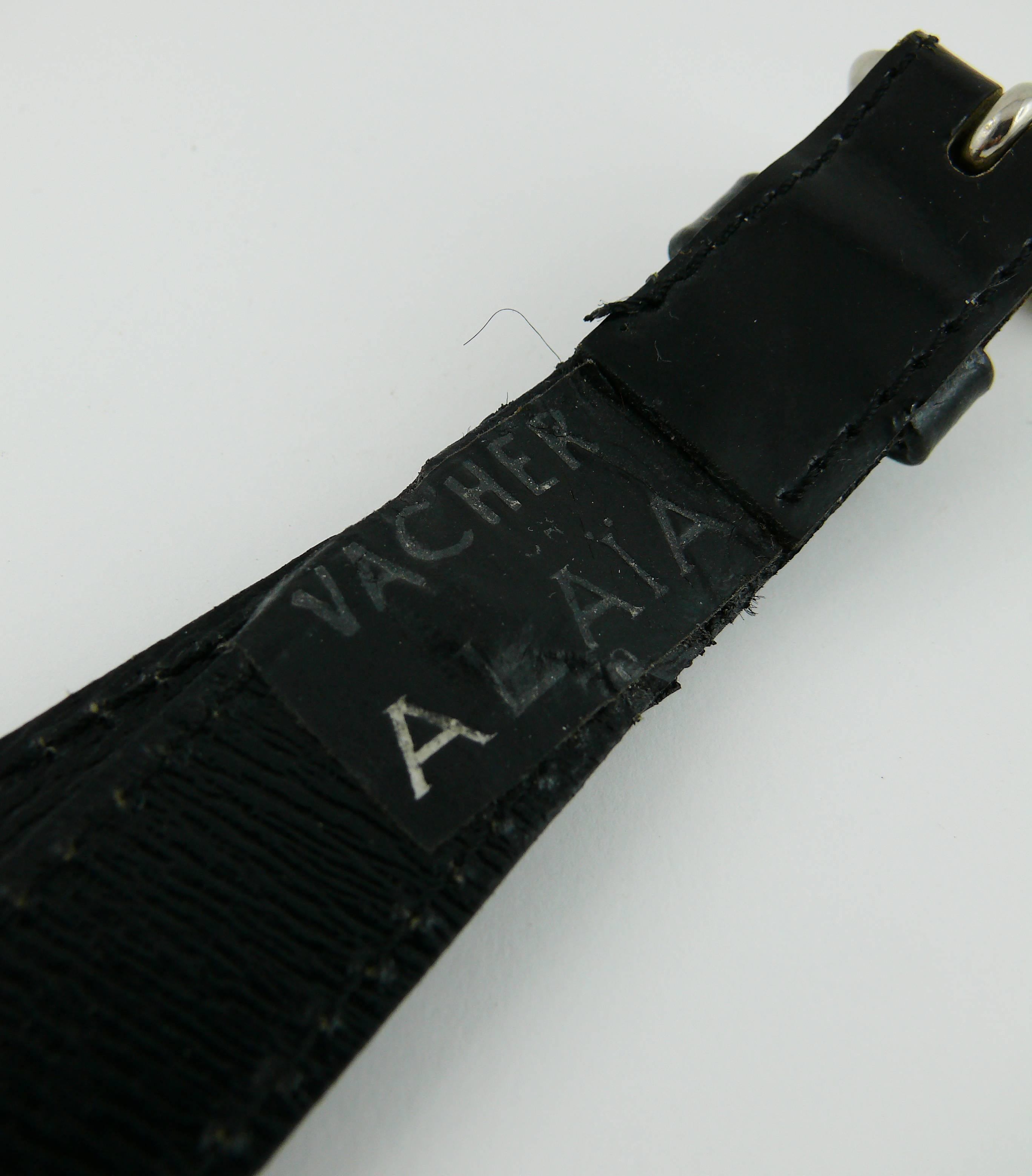 Alaia 1980s Rare Black Patent Leather Belt with Metal Corset Back 3