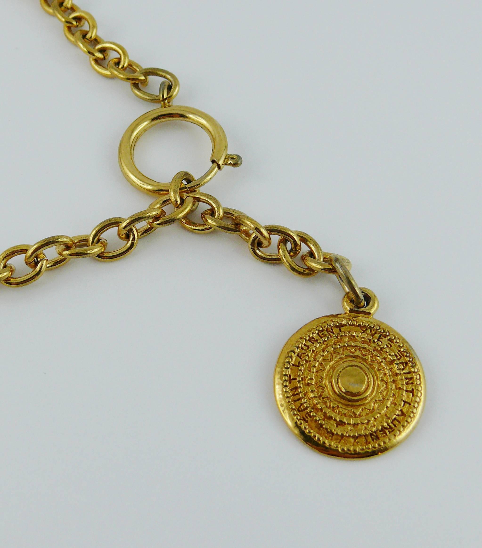 Women's Yves Saint Laurent YSL Vintage Gold Toned Gypsy Coin Necklace