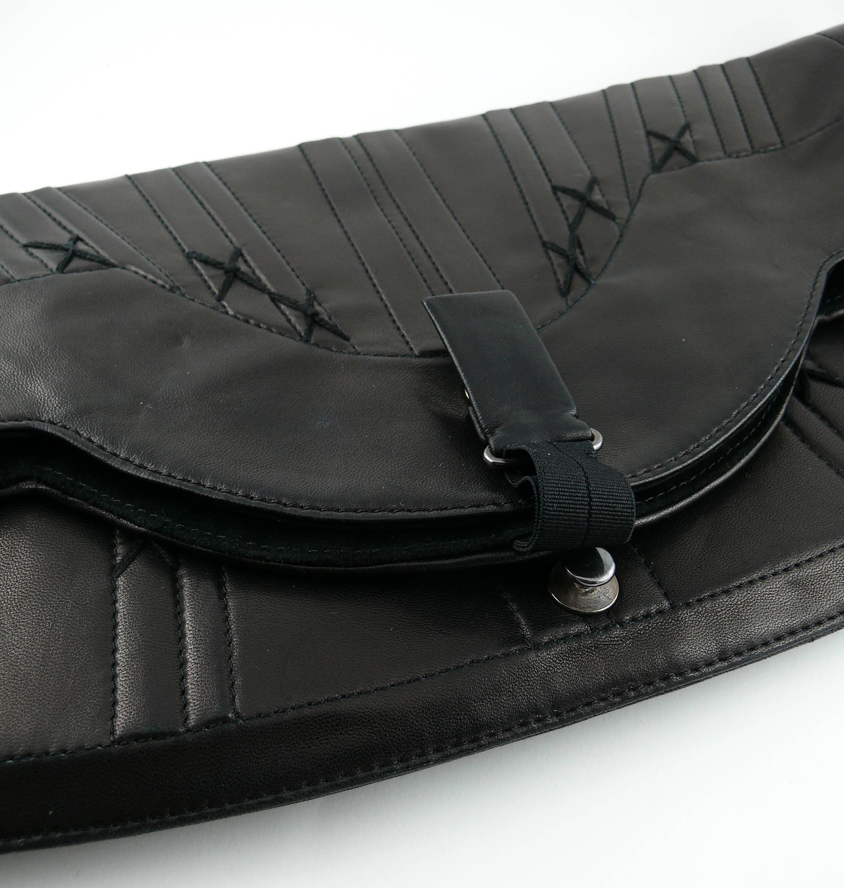 Jean Paul Gaultier Vintage Black Lambskin Corset Bag Clutch In Excellent Condition For Sale In Nice, FR