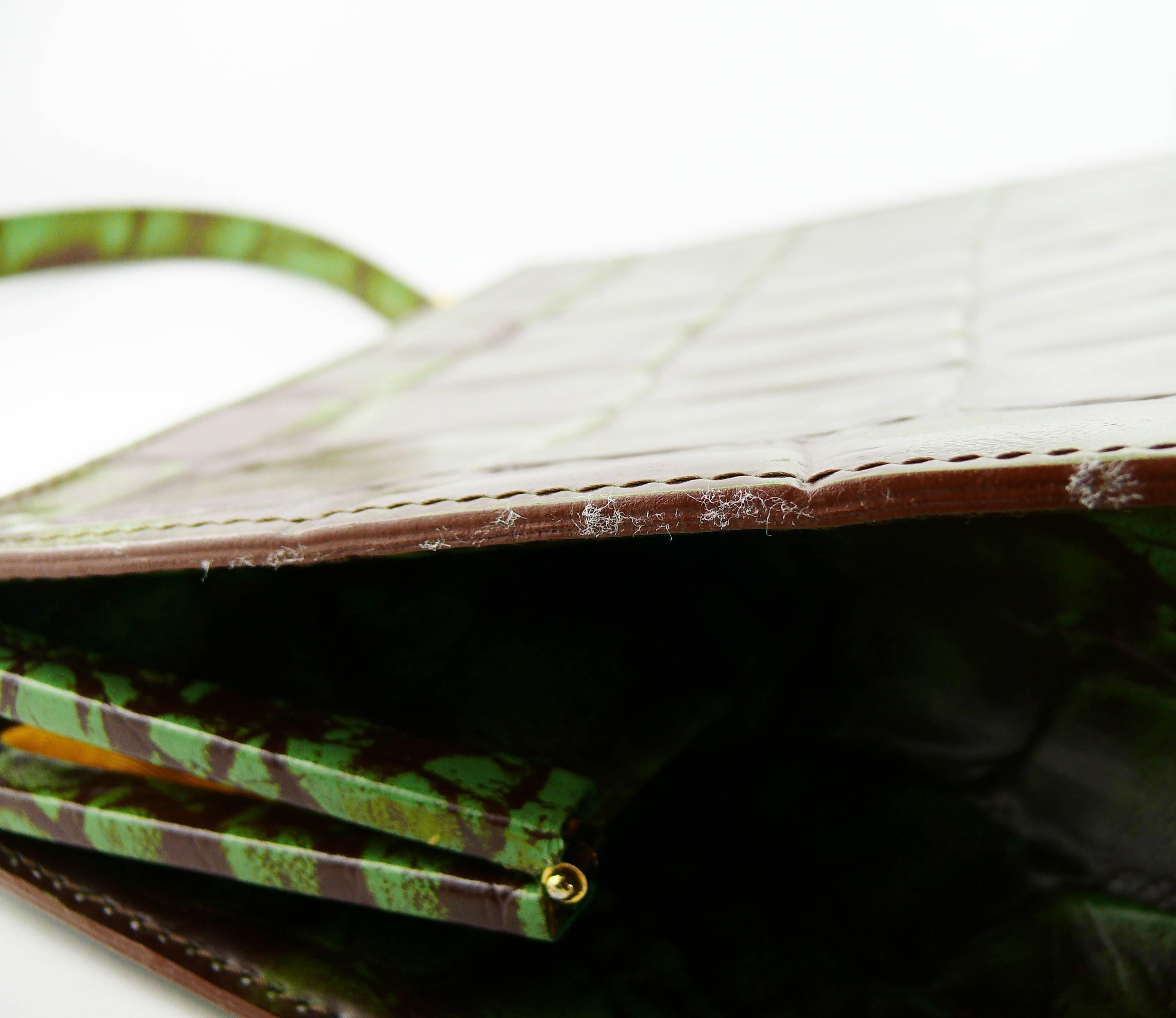 Christian Lacroix Vintage Rare Vibrant Croc Embossed Handbag 5