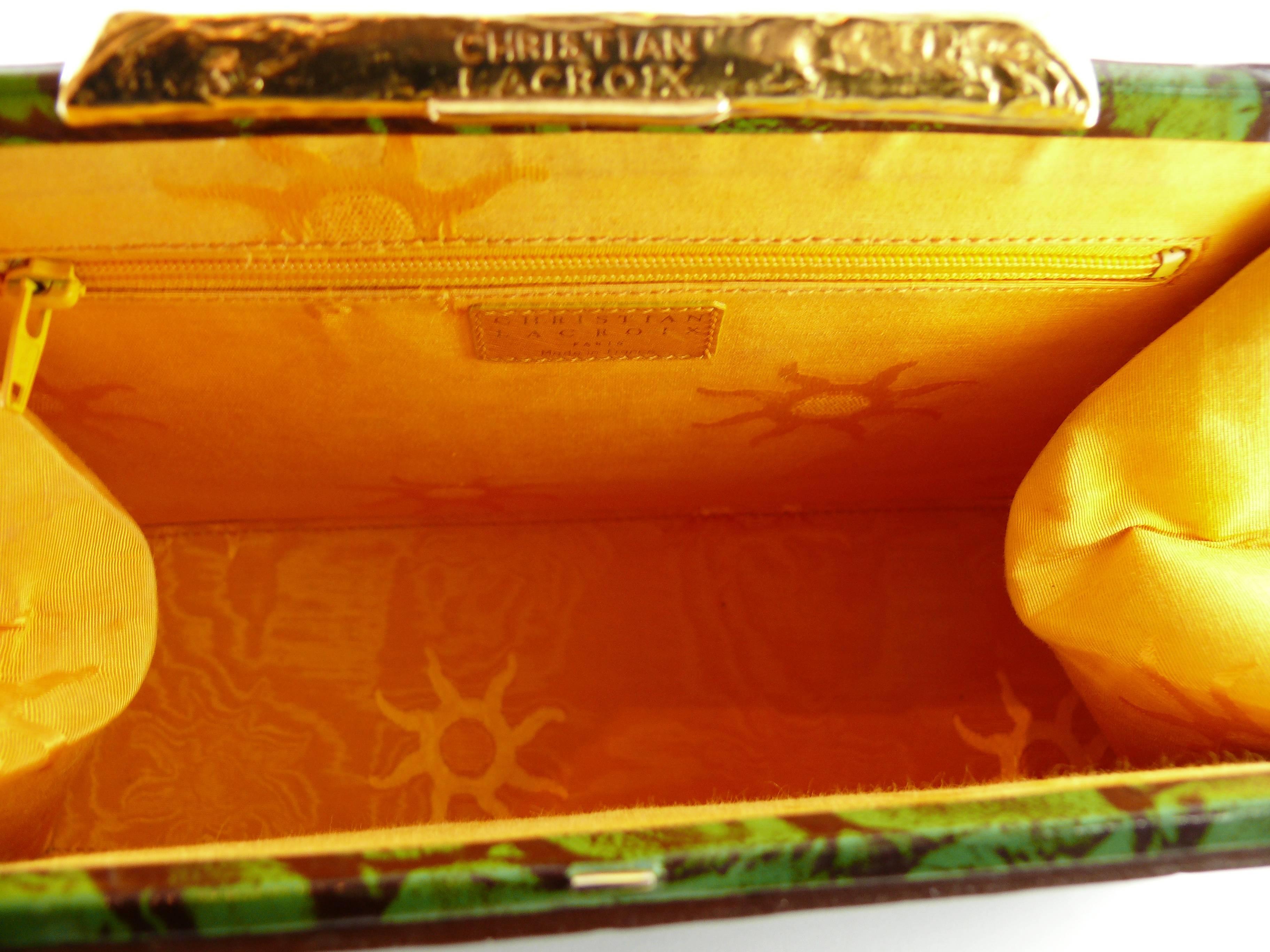 Christian Lacroix Vintage Rare Vibrant Croc Embossed Handbag 4