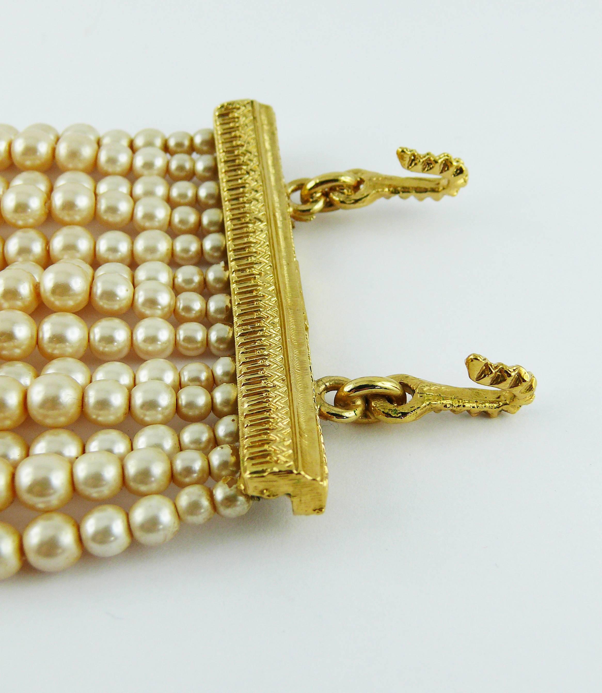 Christian Dior Iconic Multi Strand Edwardian Inspired Pearl Choker Necklace In Good Condition In Nice, FR