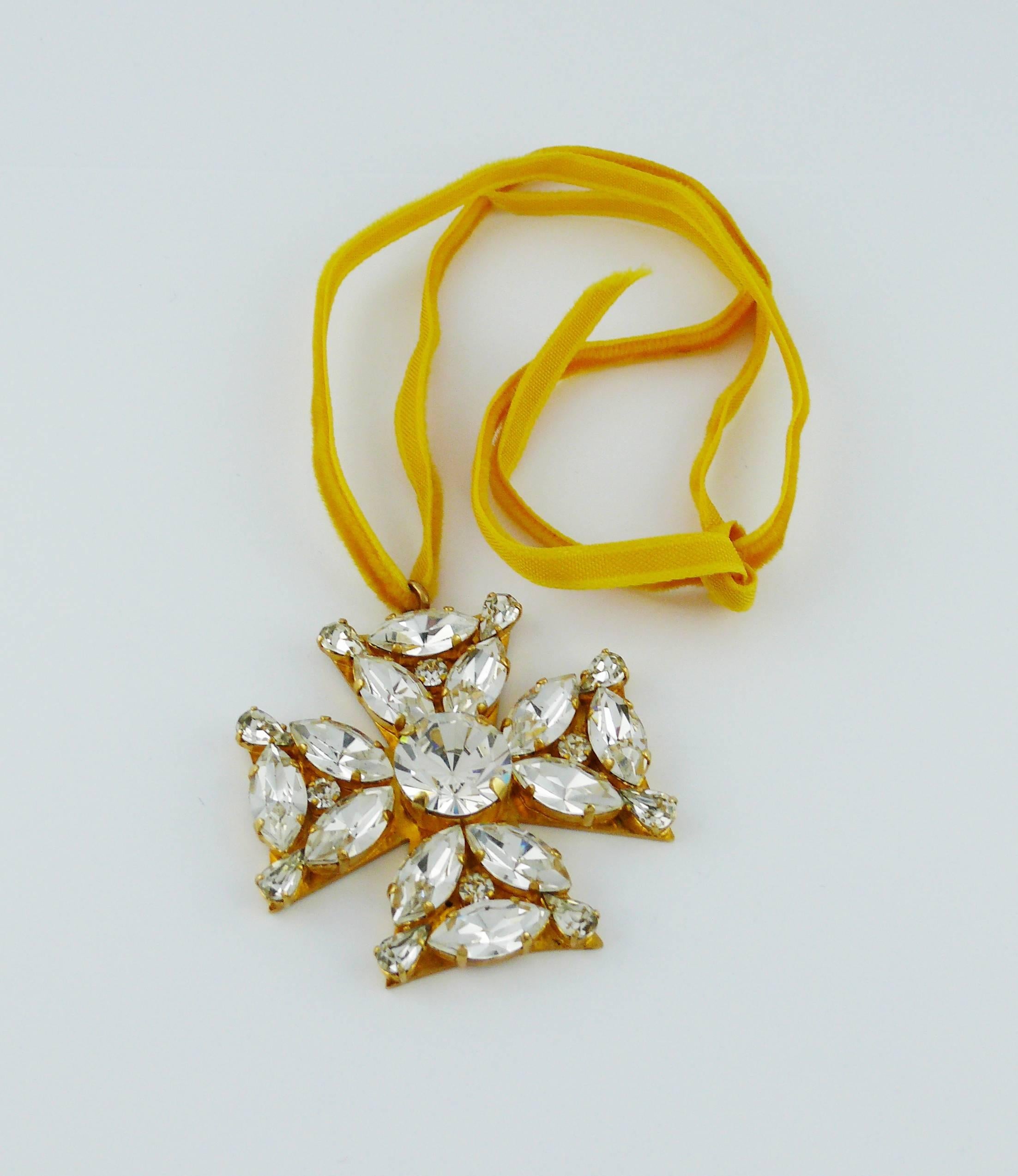 Women's Vintage Bejeweled Maltese Cross Pendant