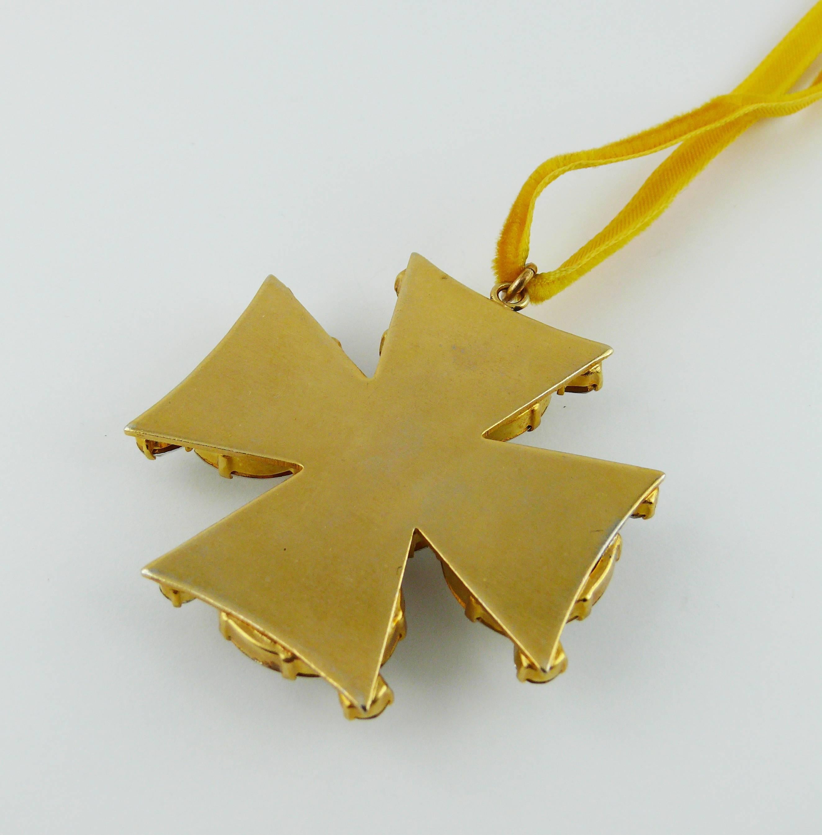 Vintage Bejeweled Maltese Cross Pendant 1