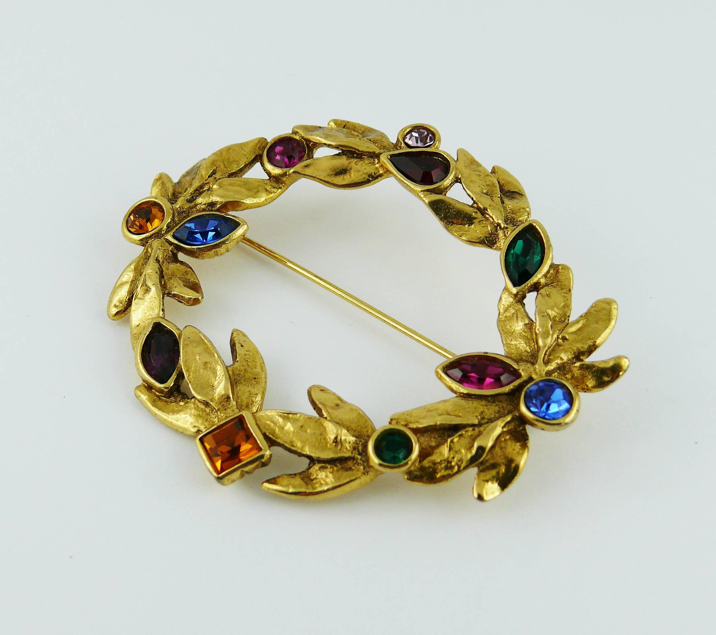 Women's Yves Saint Laurent Vintage Bejeweled Laurel Wreath Earrings and Brooch Set