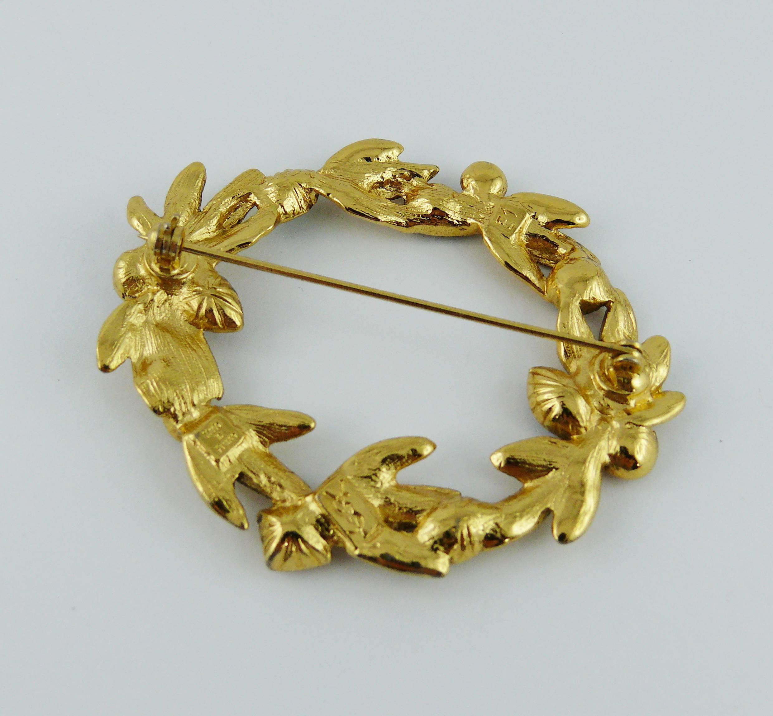 Yves Saint Laurent Vintage Bejeweled Laurel Wreath Earrings and Brooch Set 2