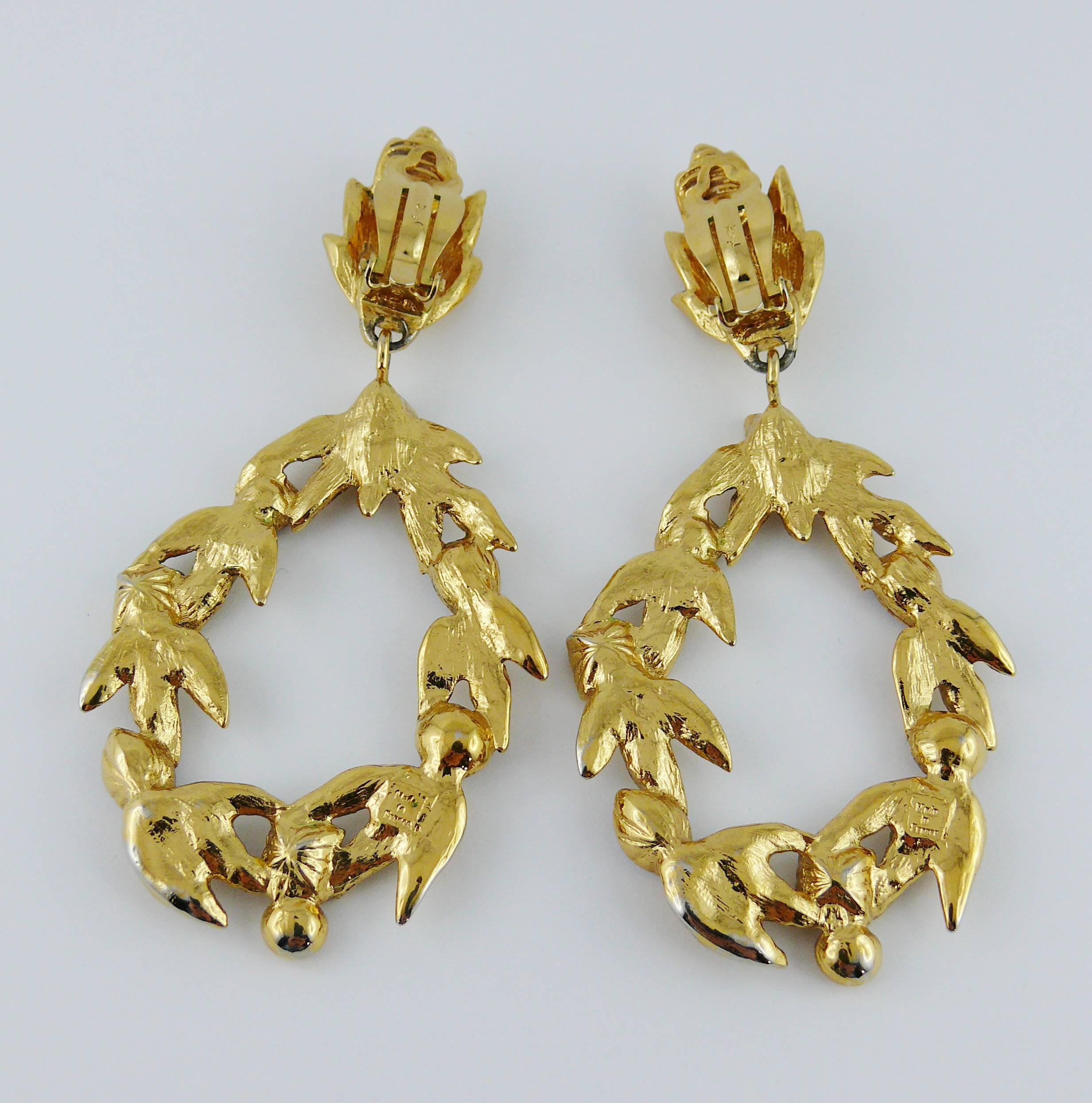 Yves Saint Laurent Vintage Bejeweled Laurel Wreath Earrings and Brooch Set 1