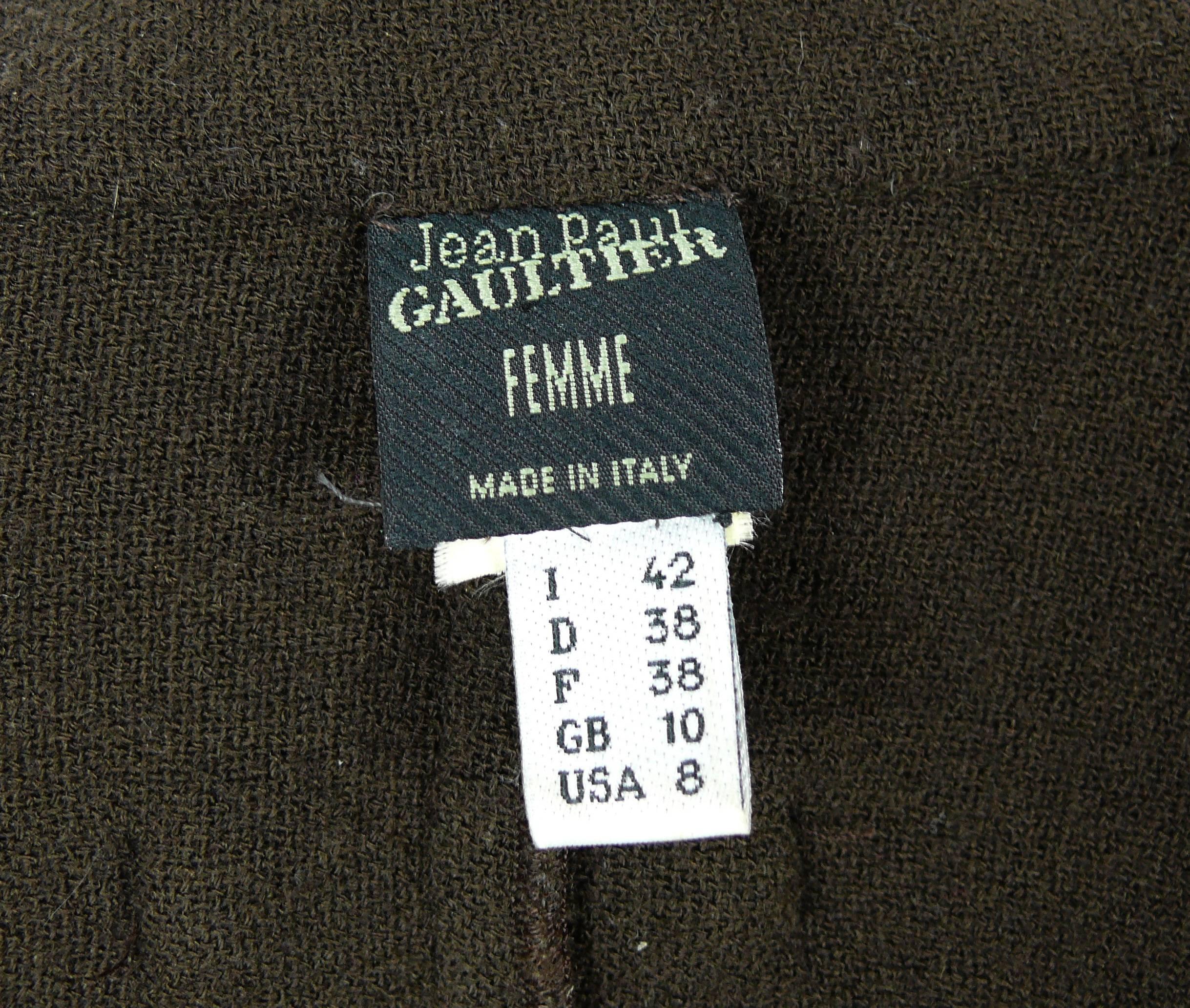 Jean Paul Gaultier Vintage 1990er Jahre sehr seltenes braunes Overall im Angebot 2