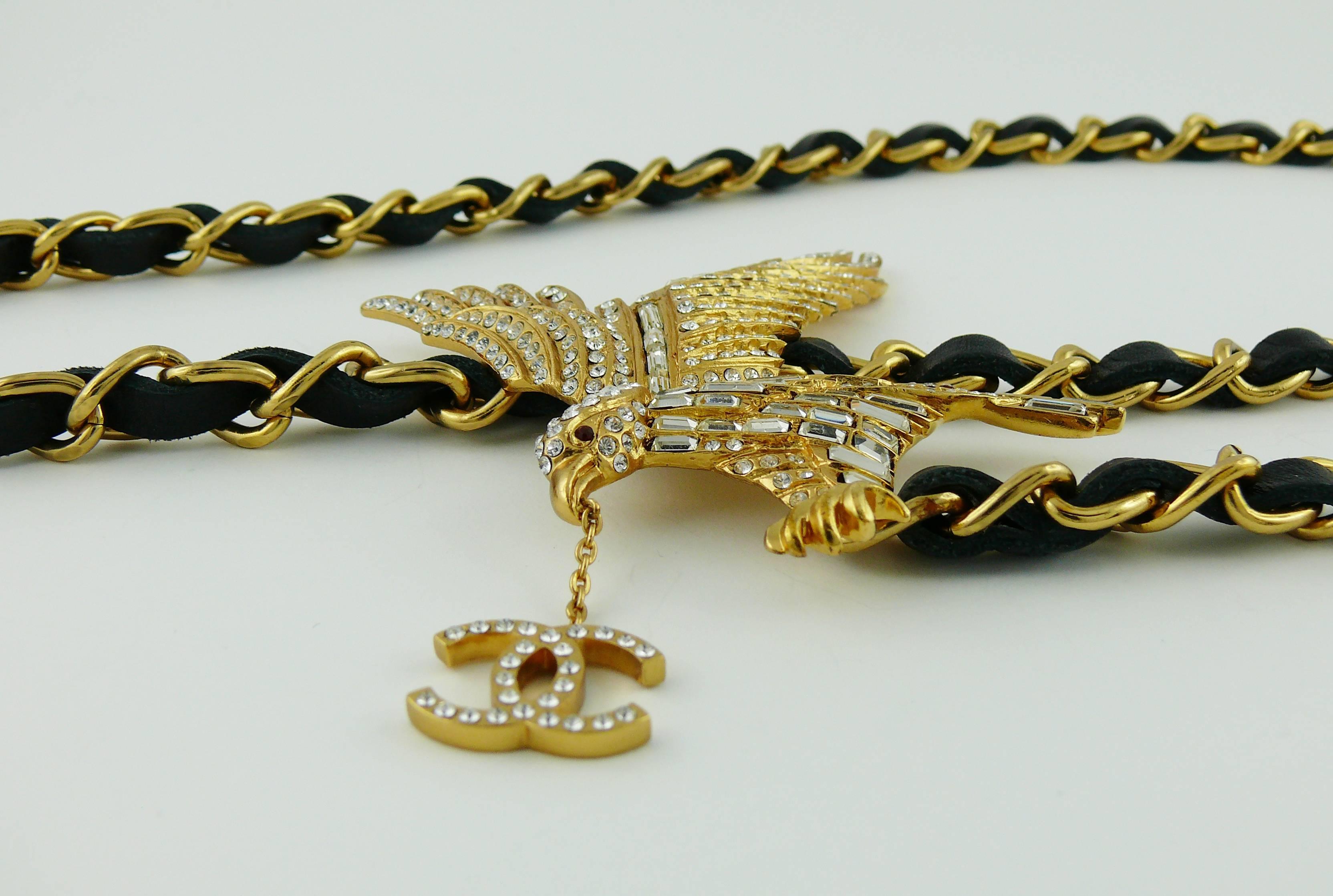 Chanel Rare Jewelled Eagle Black and Gold Runway Belt or Necklace 1