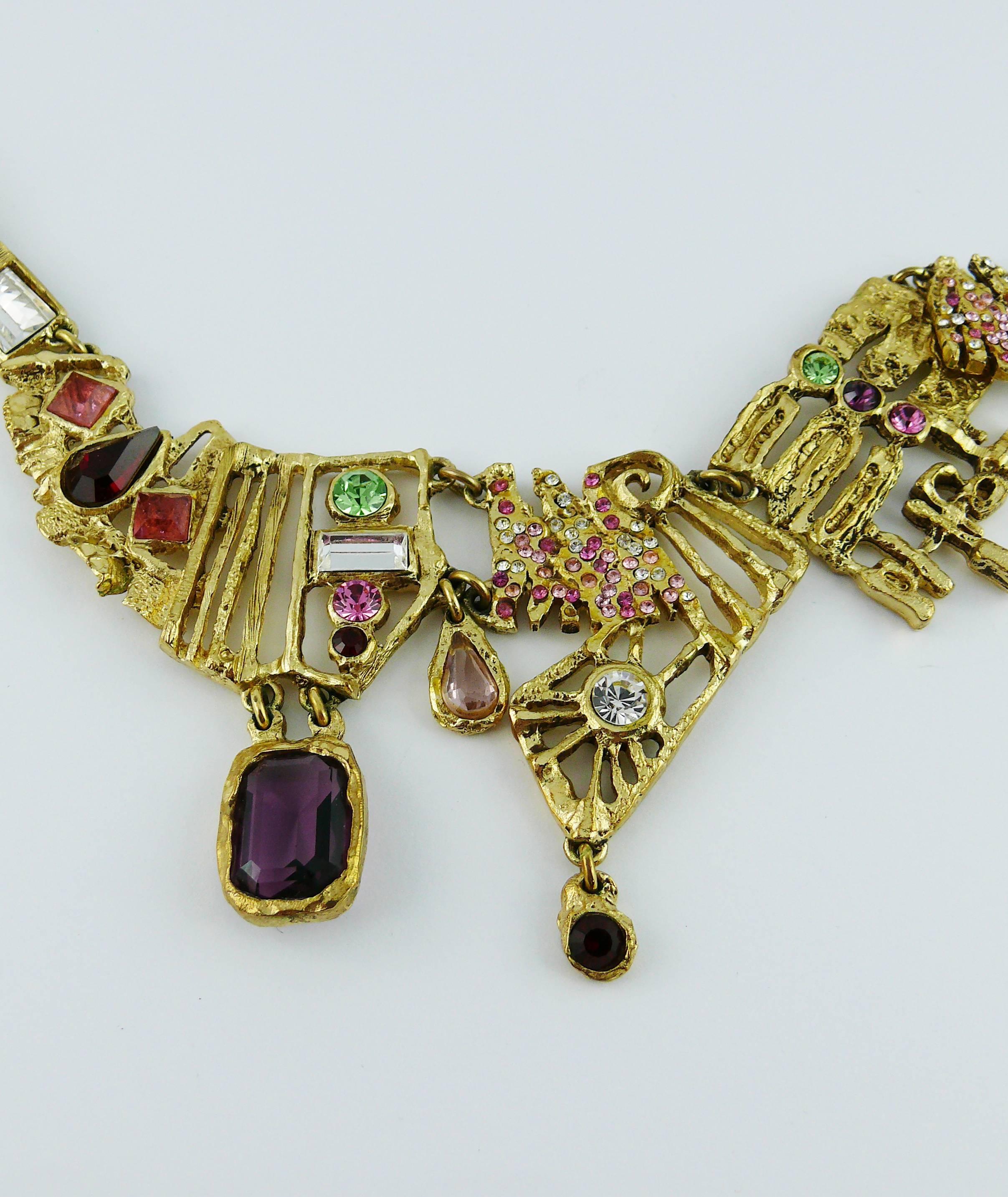 Christian Lacroix Vintage Bejeweled Brutalist Necklace In Excellent Condition In Nice, FR