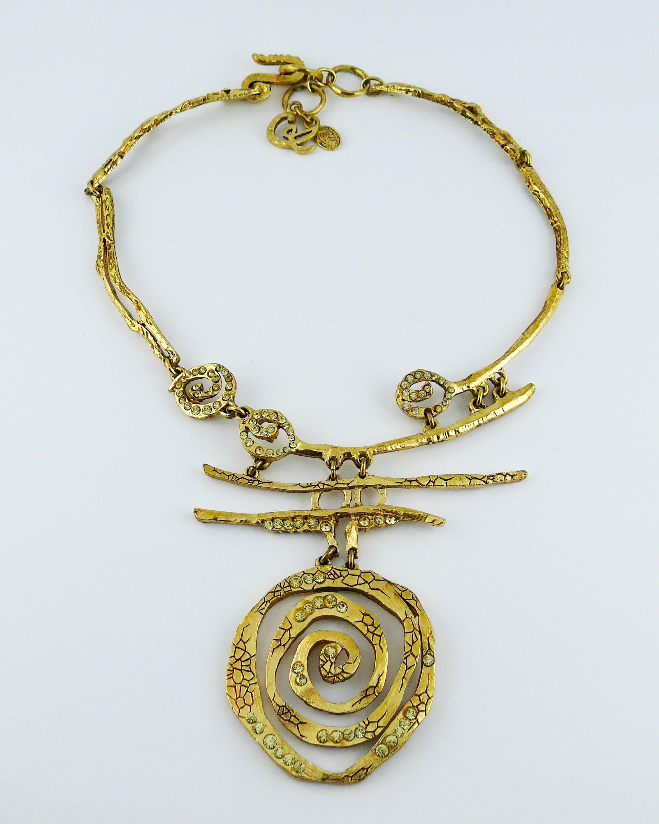 Christian Lacroix Vintage Bejeweled Abstract Spiral Necklace In Excellent Condition In Nice, FR