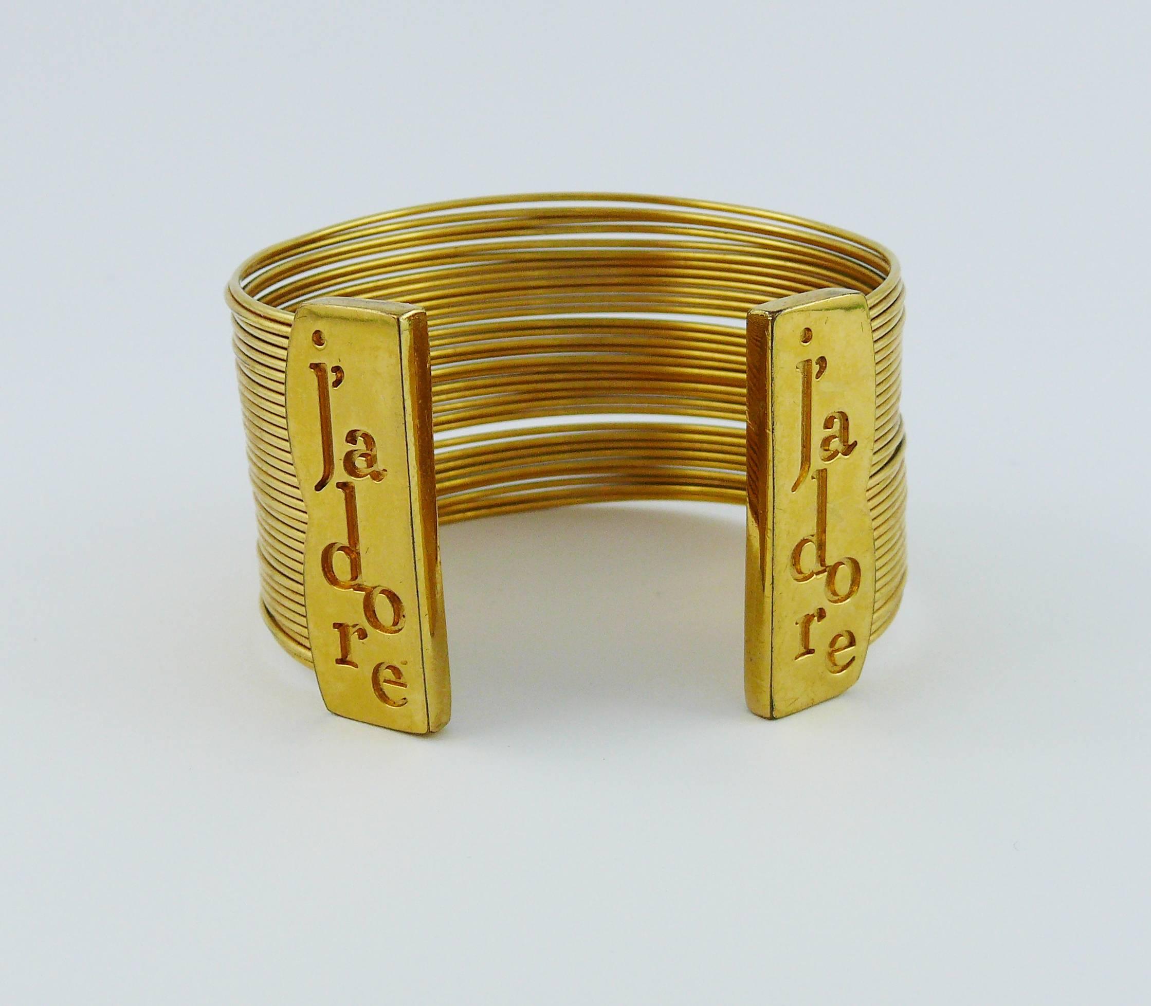Women's Christian Dior Vintage J'Adore Gold Toned Wire Cuff Bracelet