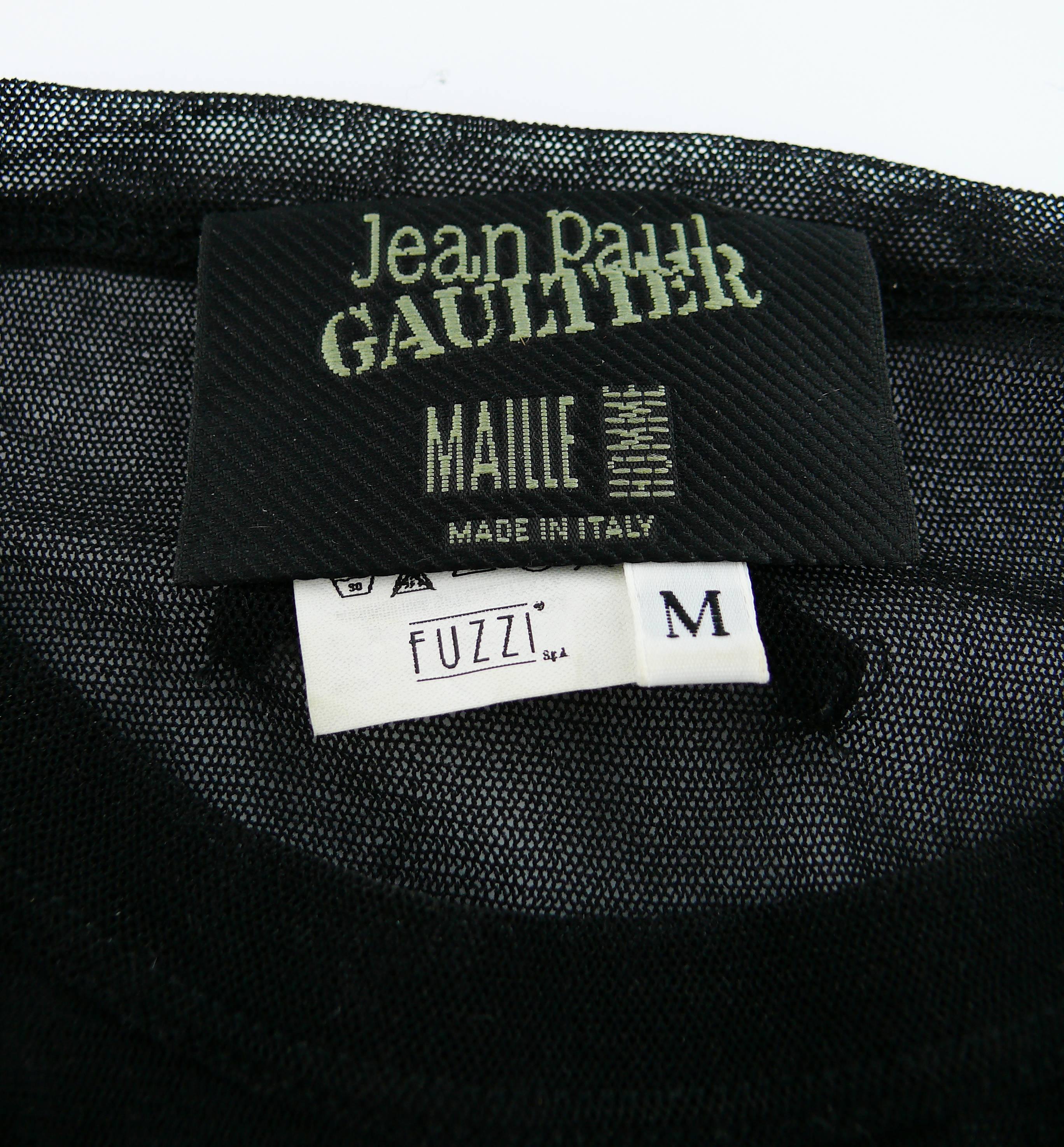 Jean Paul Gaultier Men Vintage Mesh Top with Mouth Appliques Size M 5