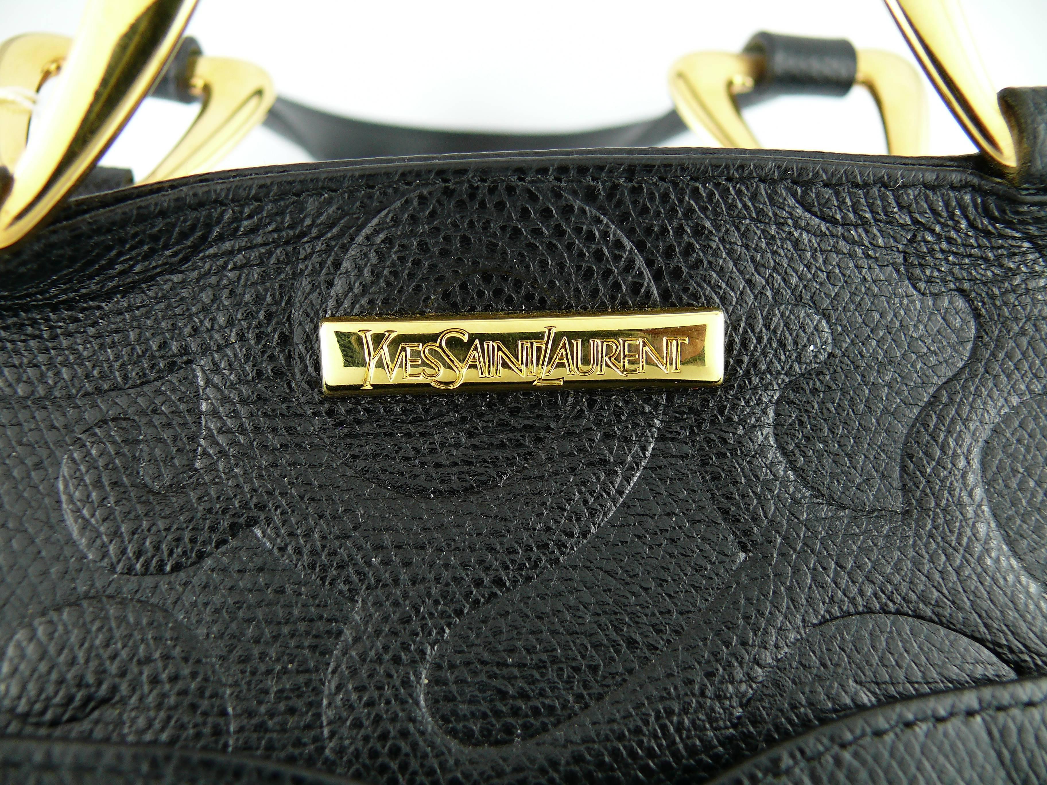 Yves Saint Laurent YSL Vintage Black Leather Arabesque Handbag 1