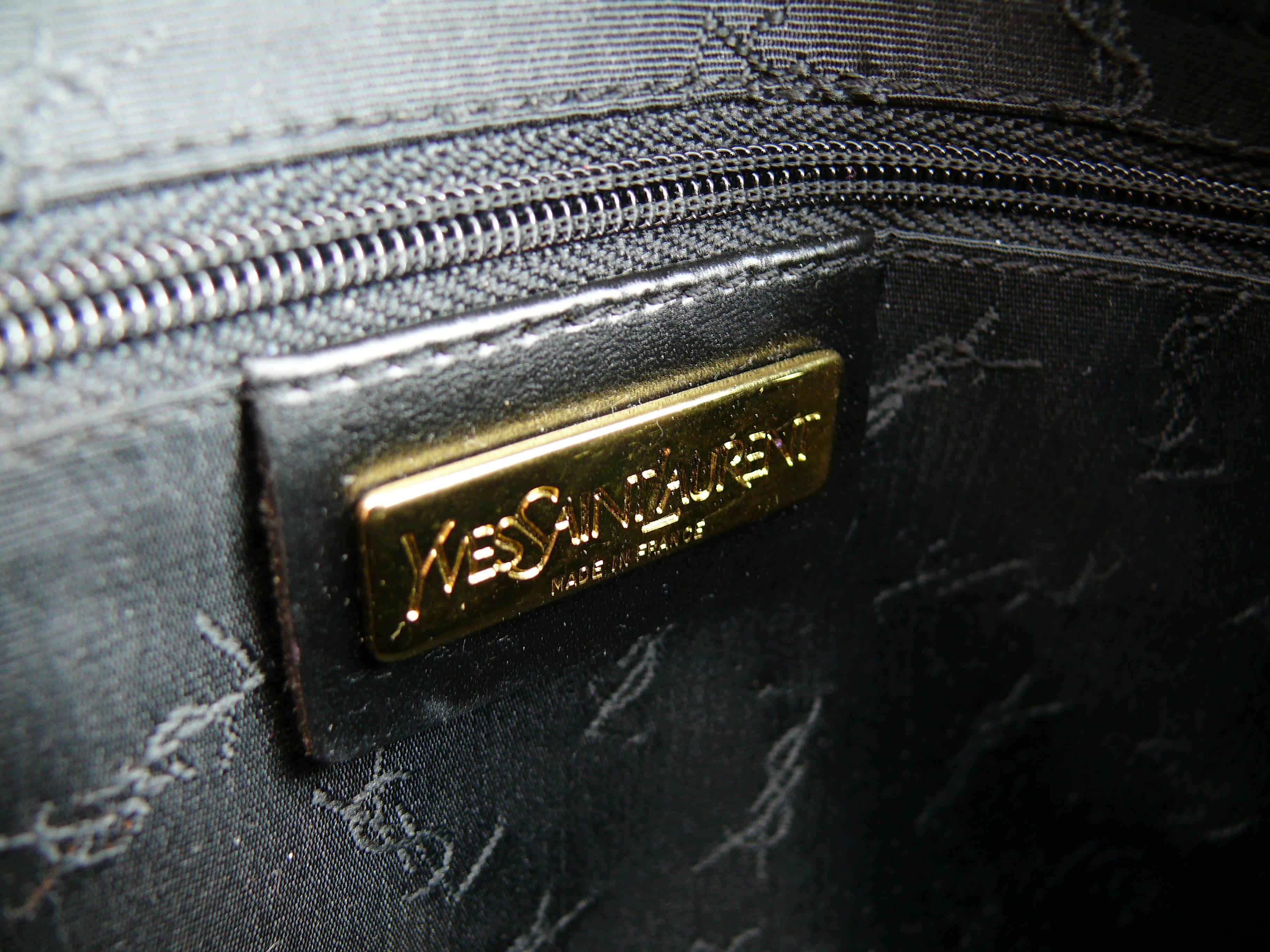 Yves Saint Laurent YSL Vintage Black Leather Arabesque Handbag 2