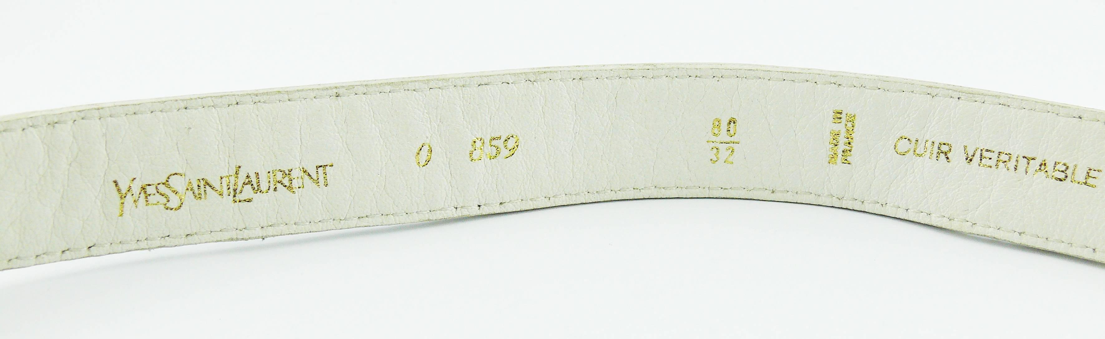 Yves Saint Laurent Vintage White Leather and Chain Belt 3