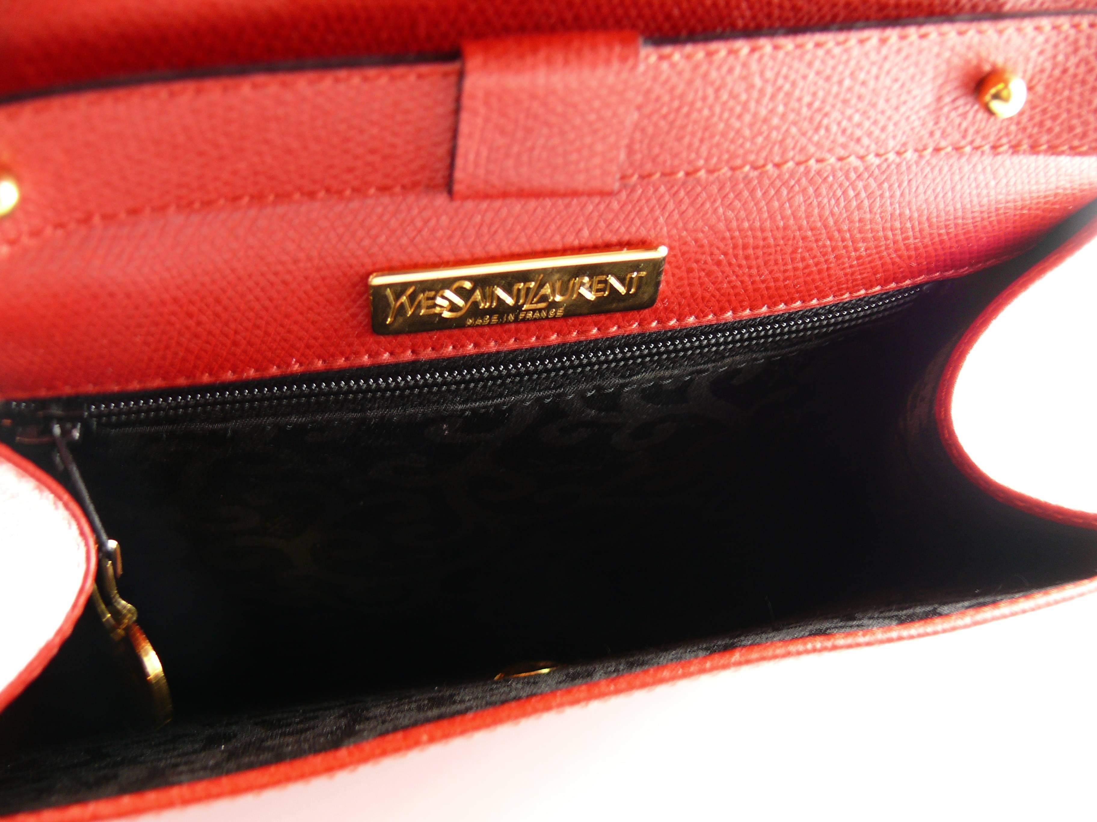 Women's Yves Saint Laurent YSL Vintage Red Leather Arabesque 2-Way Shoulder Bag
