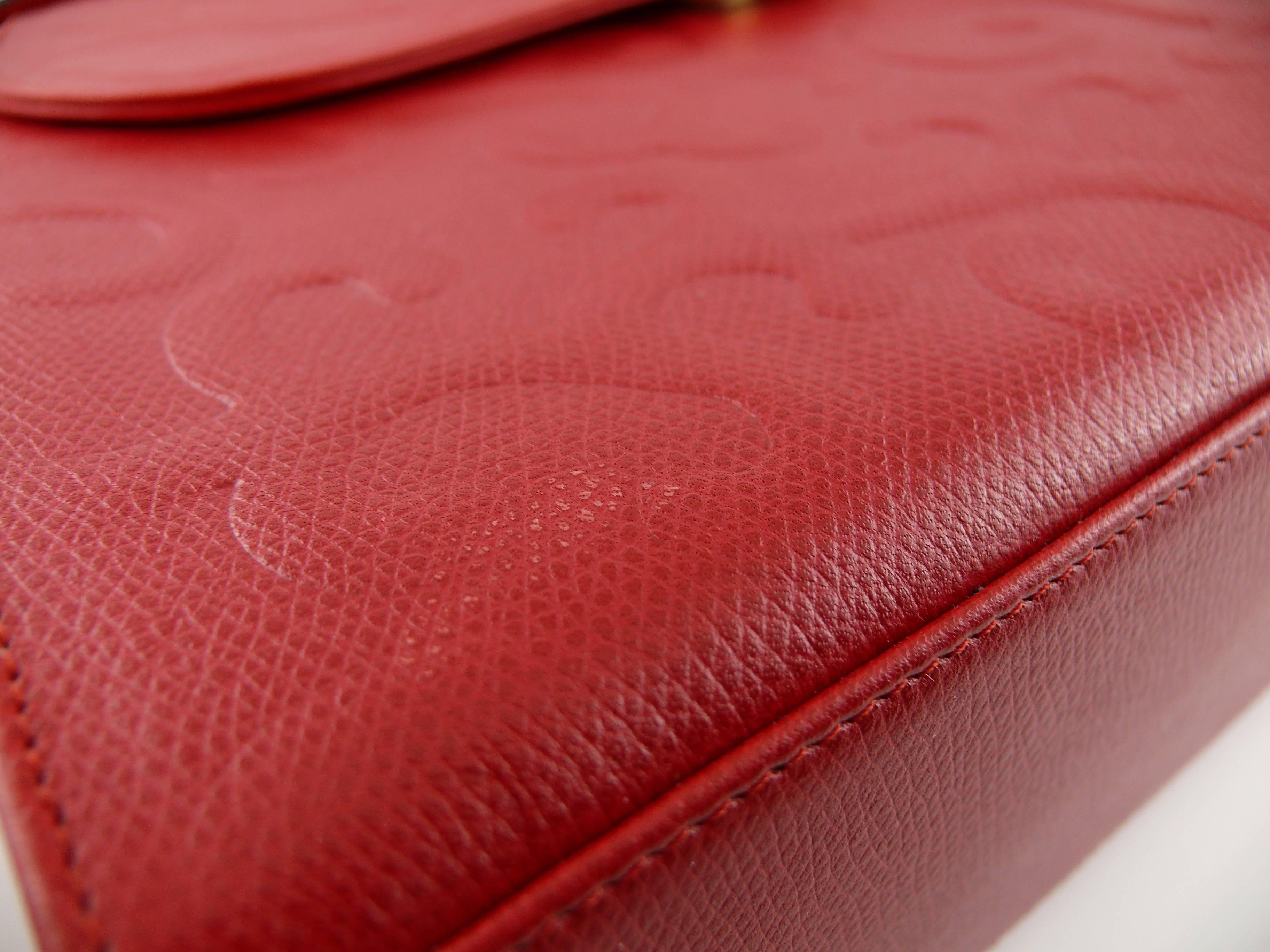 Yves Saint Laurent YSL Vintage Red Leather Arabesque 2-Way Shoulder Bag 1