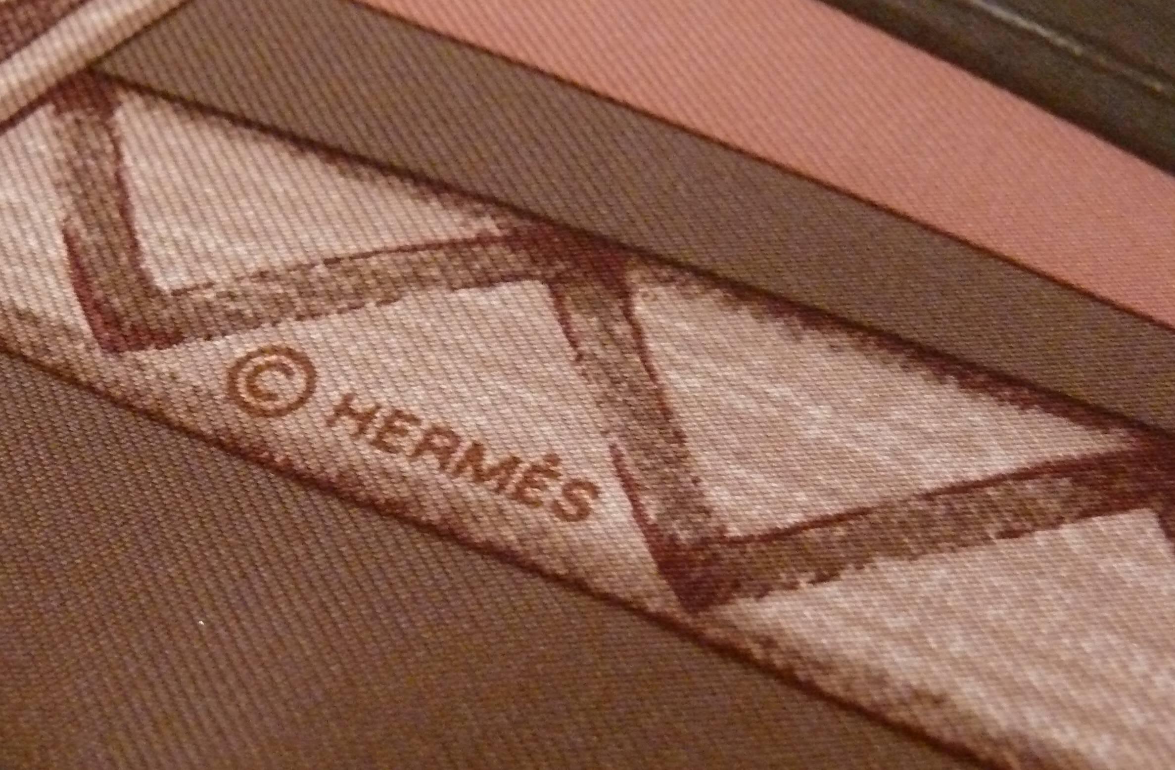 Brown Hermes Silk Carre Scarf 