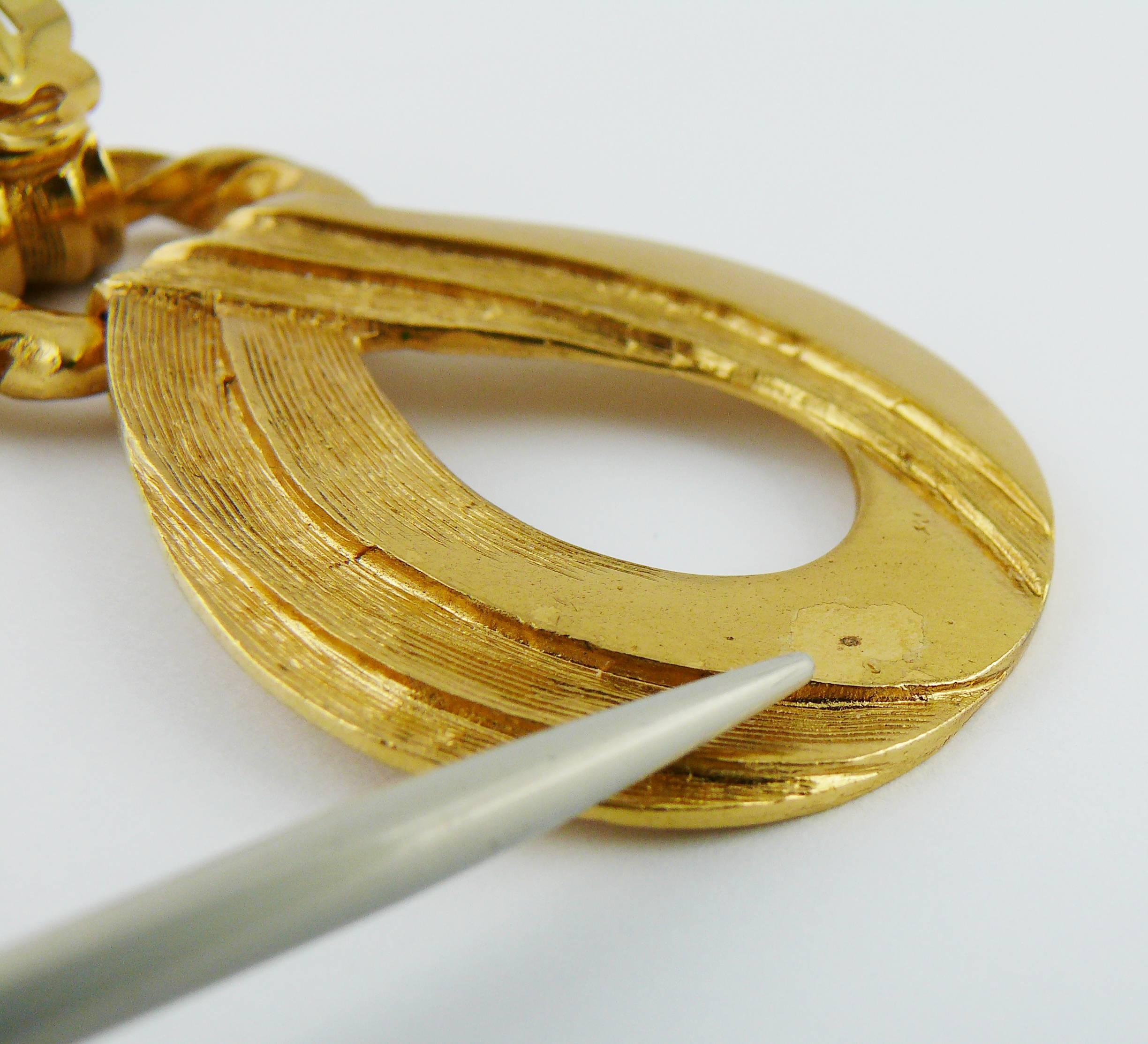 Yves Saint Laurent YSL Vintage Gold Toned Dangling Earrings 4