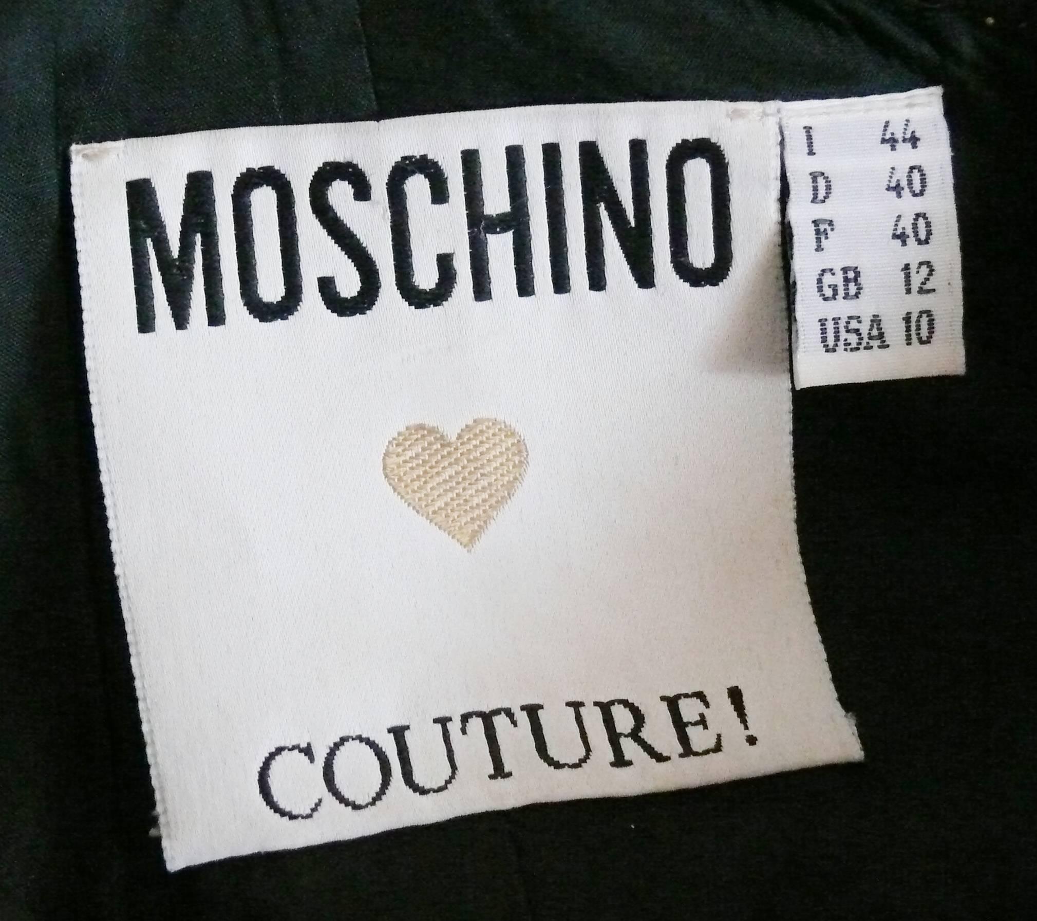 Moschino Couture - Robe de cocktail passementerie noire à pompons, vintage, taille US 10 1