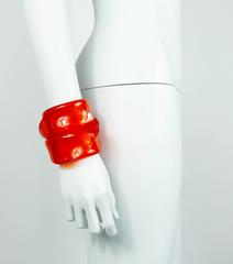 Balenciaga Orange Neon Architectural Resin Cuff Bracelet