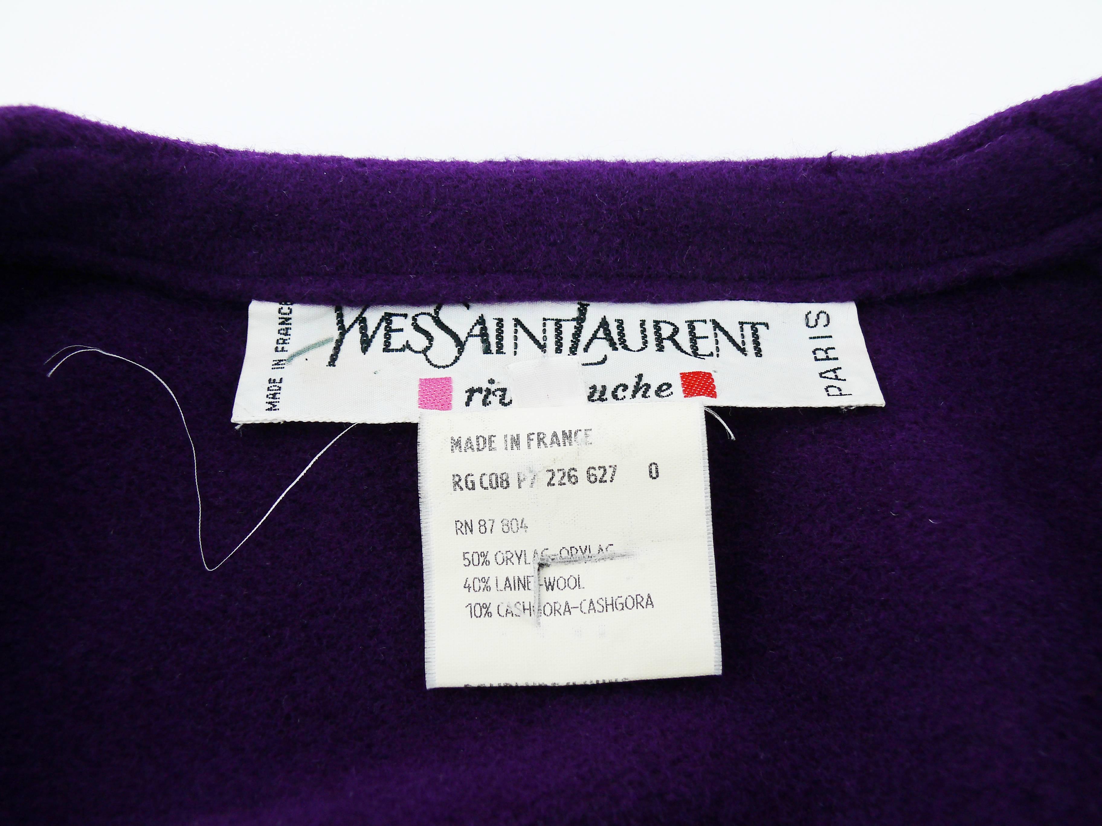 Yves Saint Laurent Rive Gauche Vintage Purple Cape For Sale 5