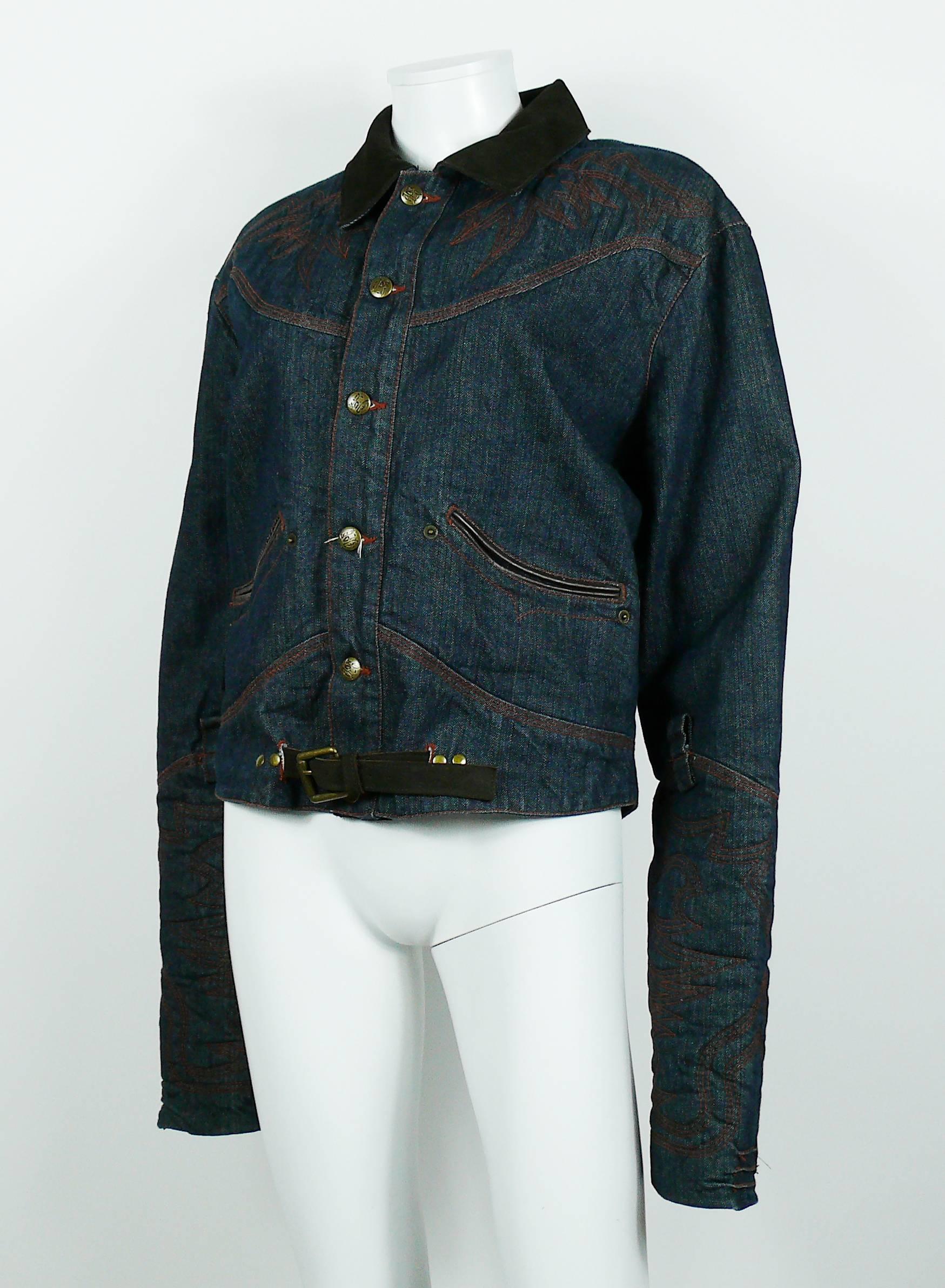 Jean Paul Gaultier Men's Western-style Cowboy Denim Jacket USA Size 32 In Excellent Condition In Nice, FR