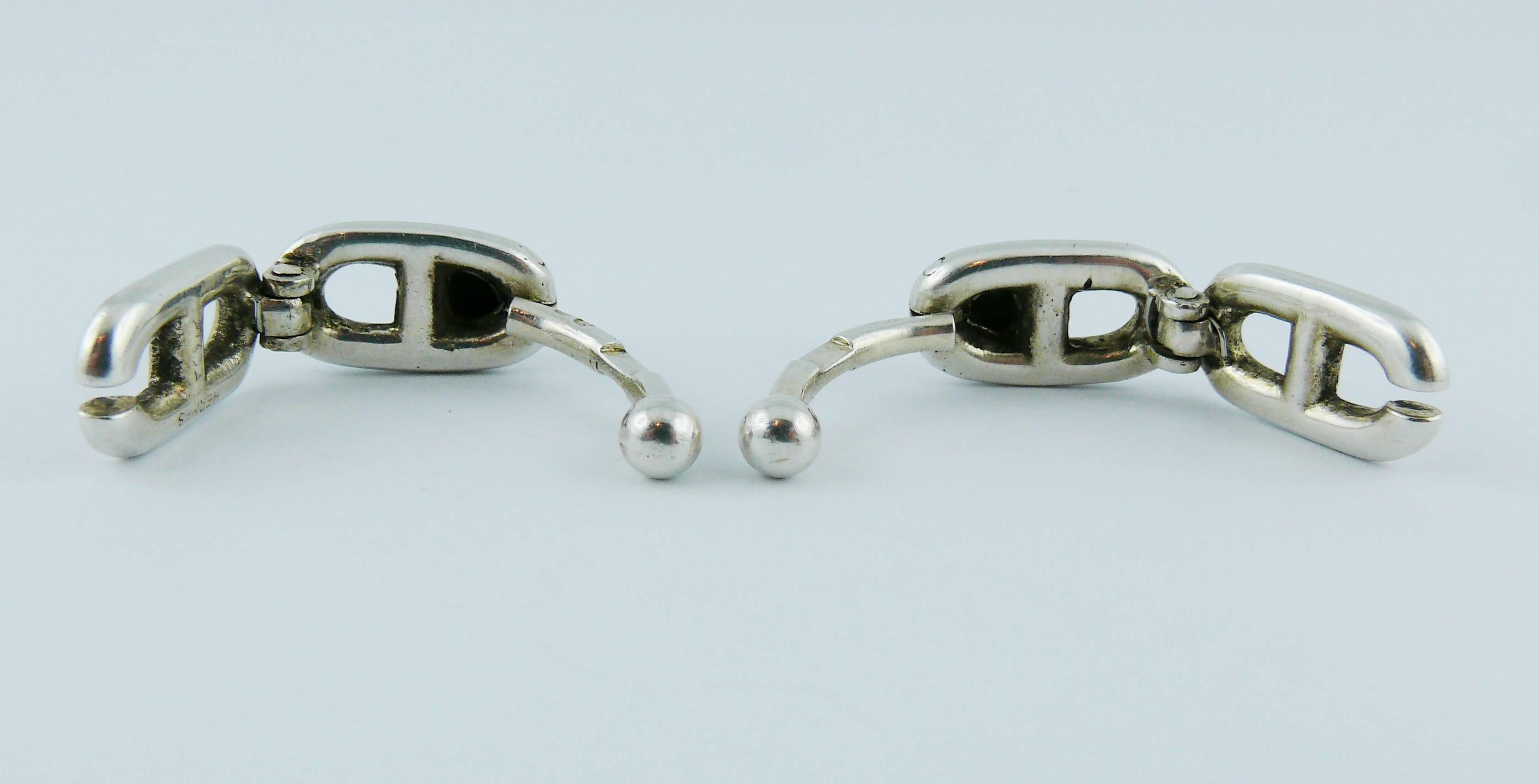 Hermès Vintage Chaine d'Ancre Silver Cufflinks In Good Condition For Sale In Nice, FR