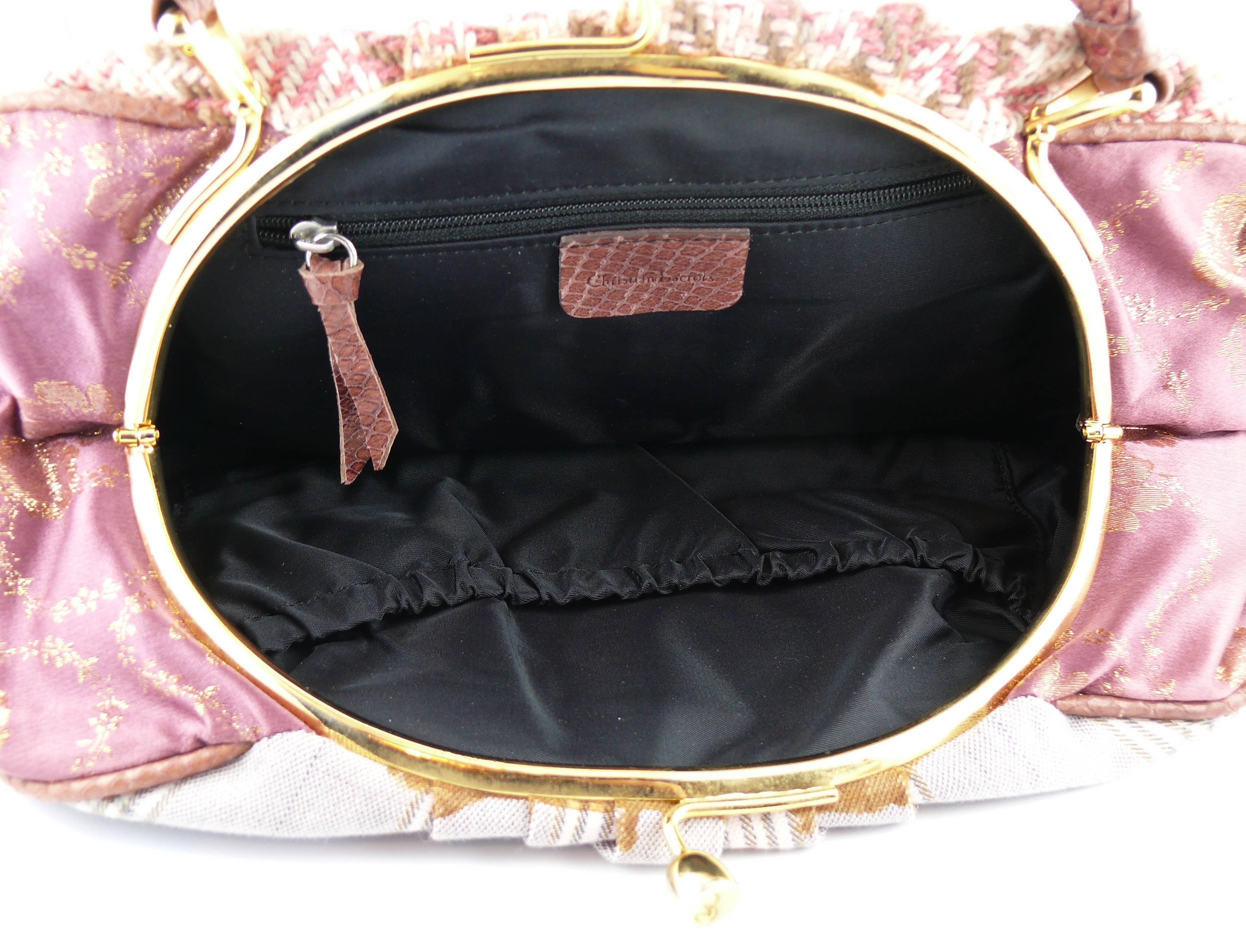 Christian Lacroix Vintage Tweed and Tartan Handbag For Sale 1