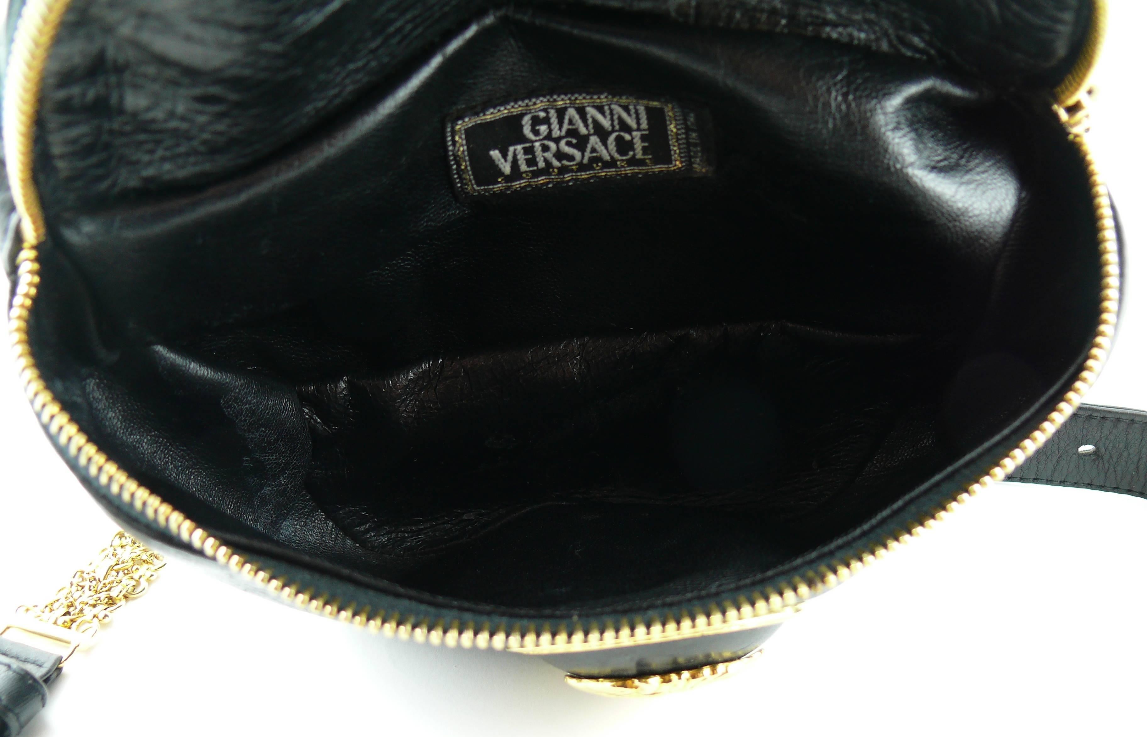 Women's Gianni Versace Vintage 1990s Black Leather Medusa Waist-Belt Bag