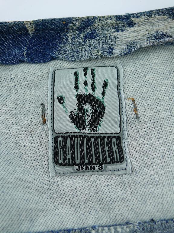 Jean Paul Gaultier Vintage Iconic Face Jacquard Denim Vest at