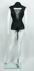 Jean Paul Gaultier Vintage Iconic  Black Denim Corset Style Sleeveless Jacket