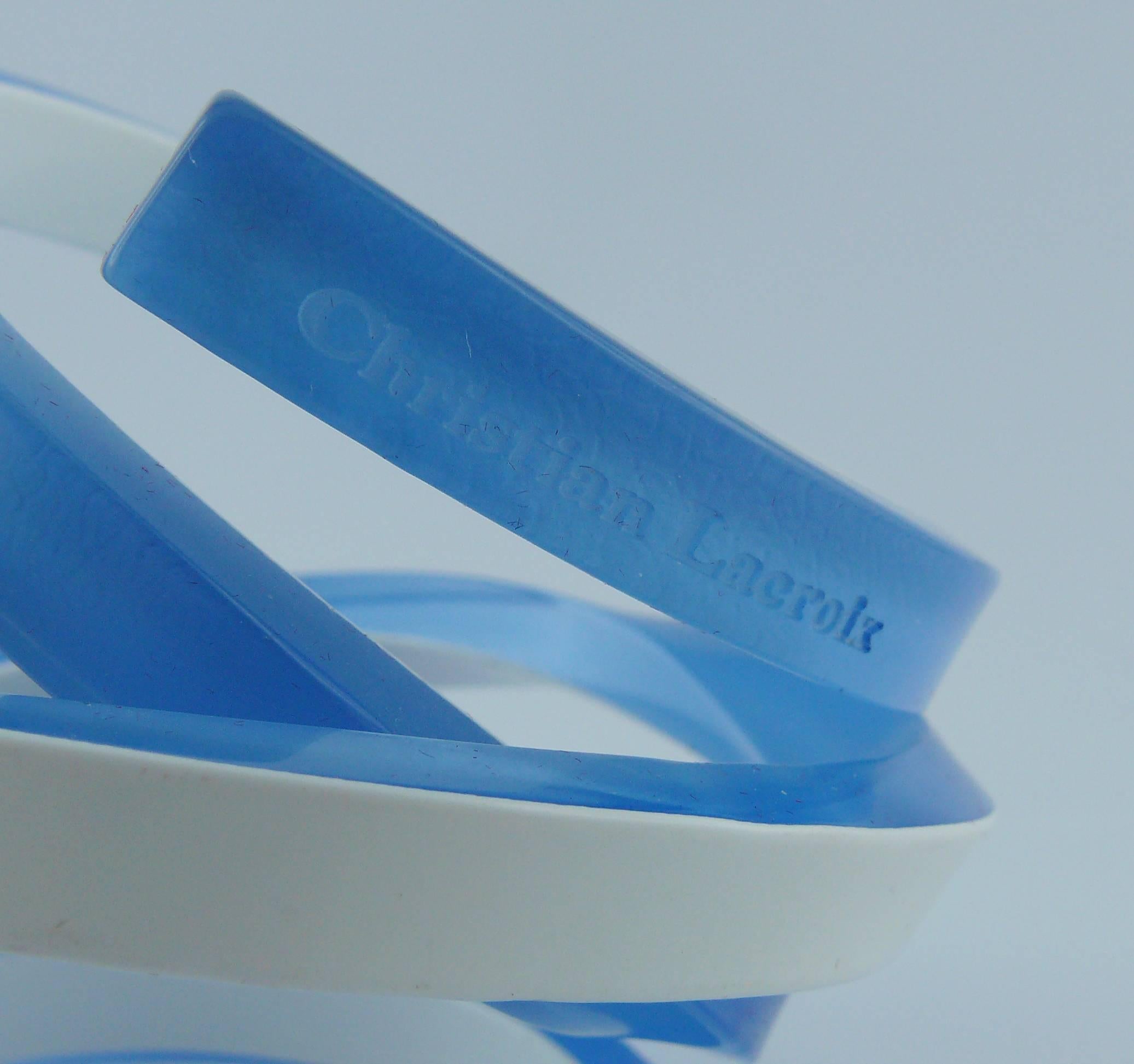 Christian Lacroix Runway Blue White Resin Sculptural Bracelet Spring 2008 For Sale 3