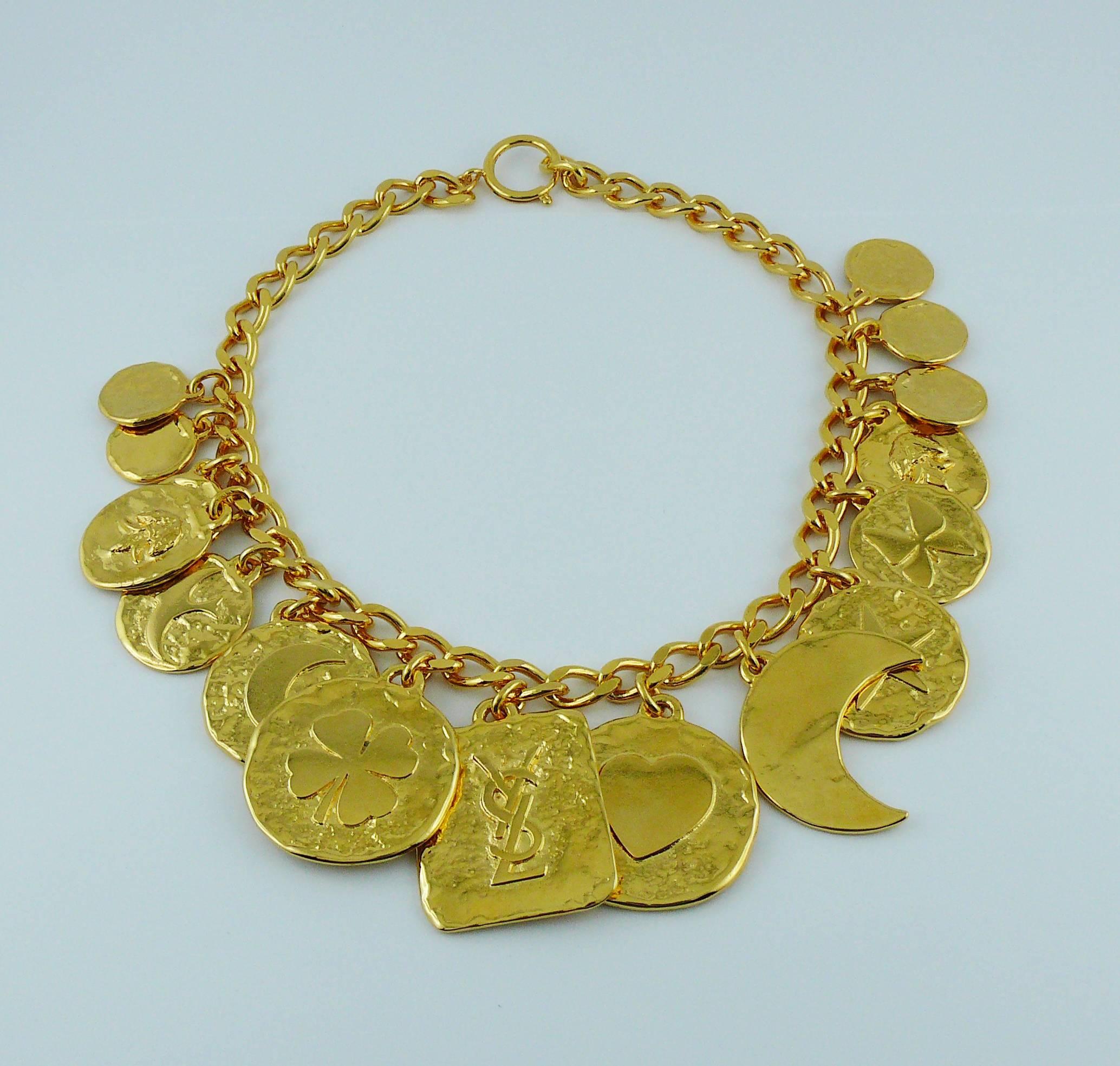gold multi charm necklace