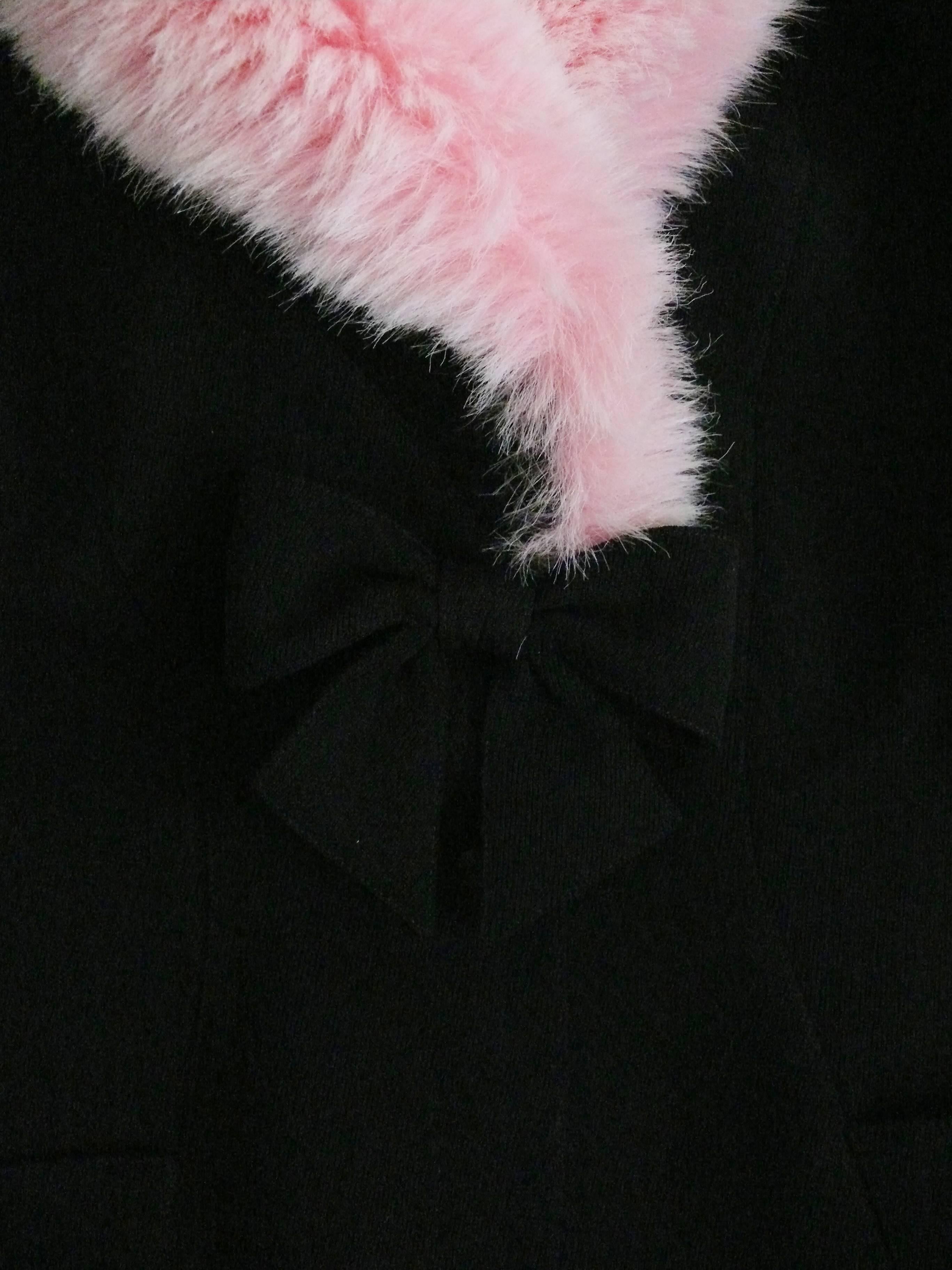 Thierry Mugler Vintage Black Worsted Wool and Faux Pink Fur Pant Suit 1