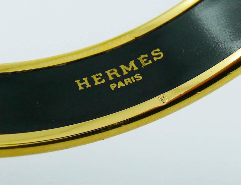 Hermès Vintage Camel Caravan Printed Enamel Narrow Bangle Bracelet PM ...