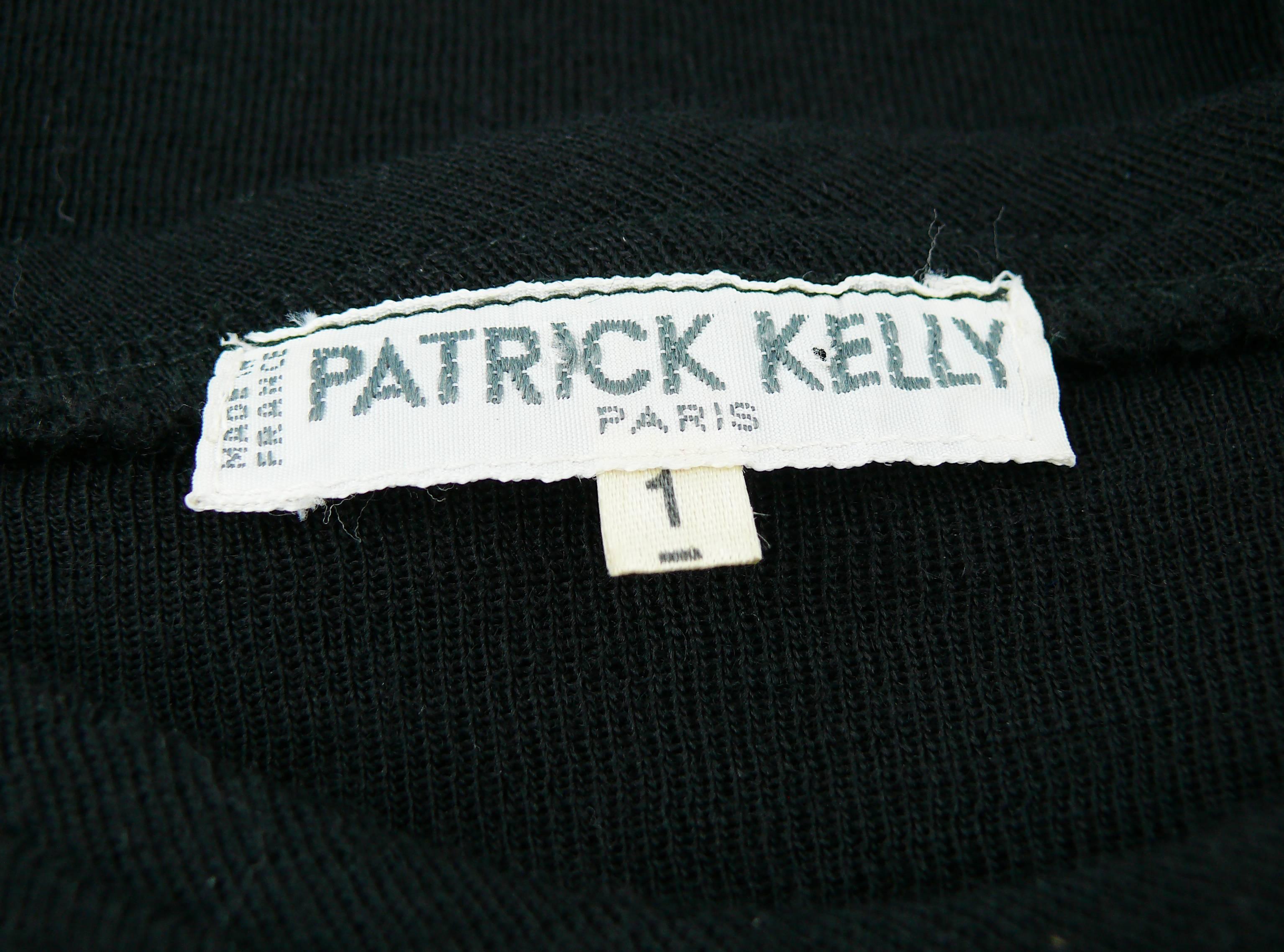 Patrick Kelly Vintage 1980s Black Wool Iconic Dress Heart Buttons 4