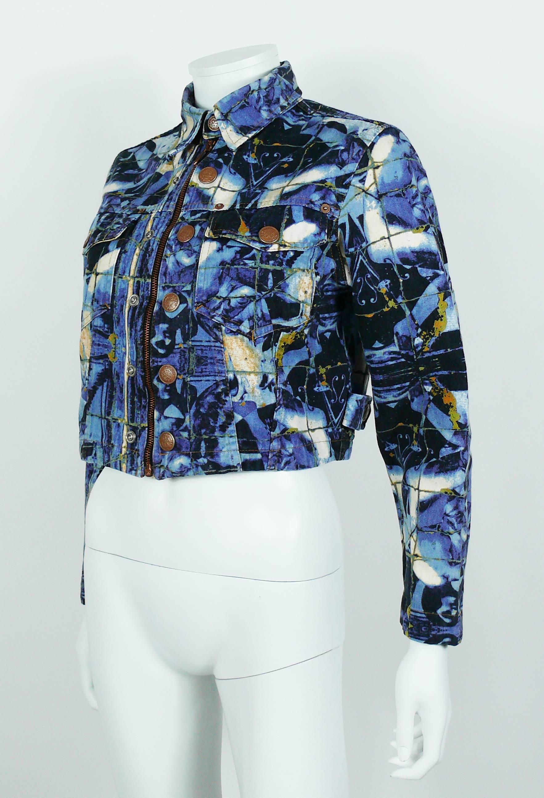 Purple Jean Paul Gaultier Vintage Mosaic Print Cropped Jacket